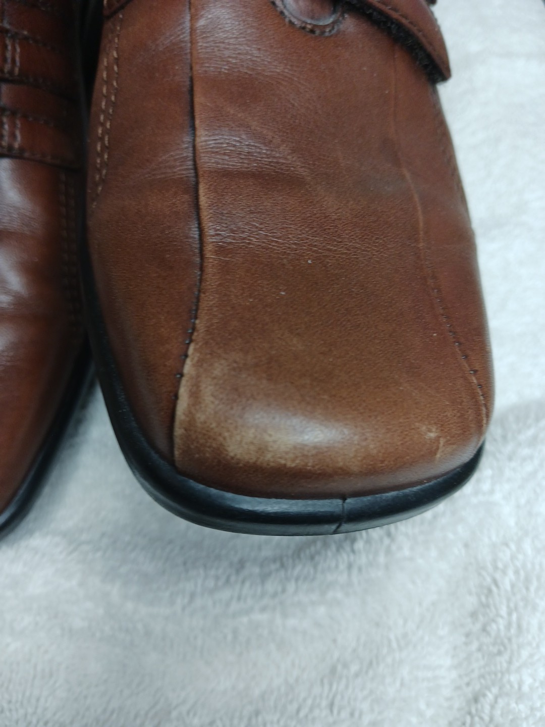 ECCO Shade 3-Strap Brown Leather Comfort Loafer Shoe Women Sz EU 38 US 8.5