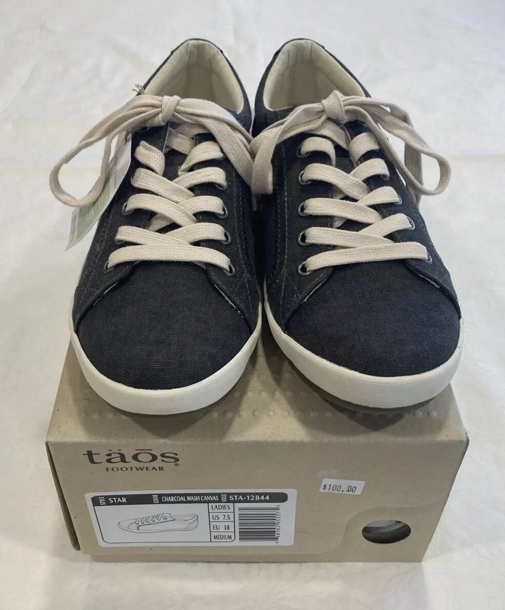 Taos STAR In Charcoal Wash Canvas In Size US 7.5—Best Seller! Comfy! NEW IN BOX