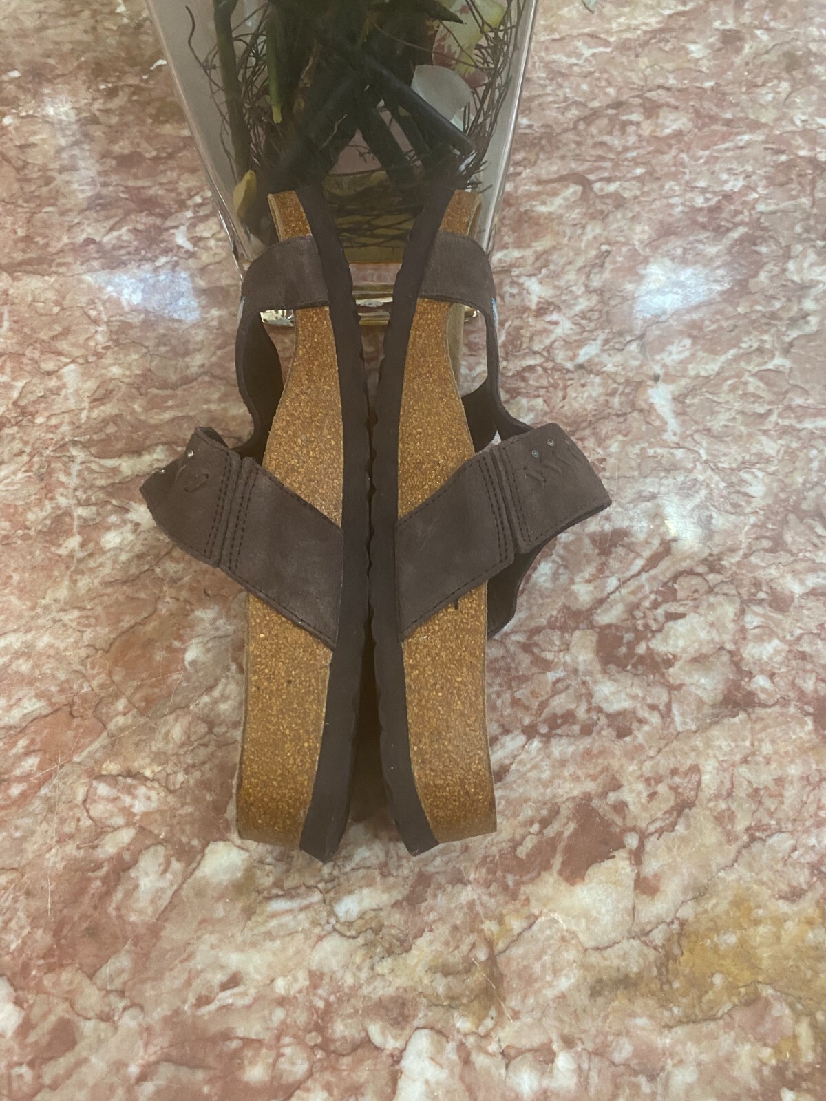 Betula by Birkenstock Zara Brown Embroidered Floral Sandals Size 8 EUC!