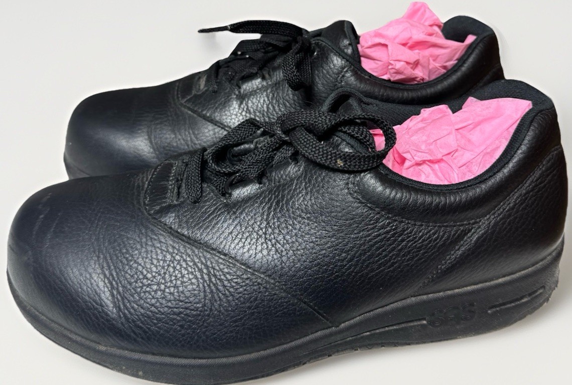 SAS Liberty Women’s 7.5 Wide W3 Black Leather Slip Resistant Work Shoes Comfort