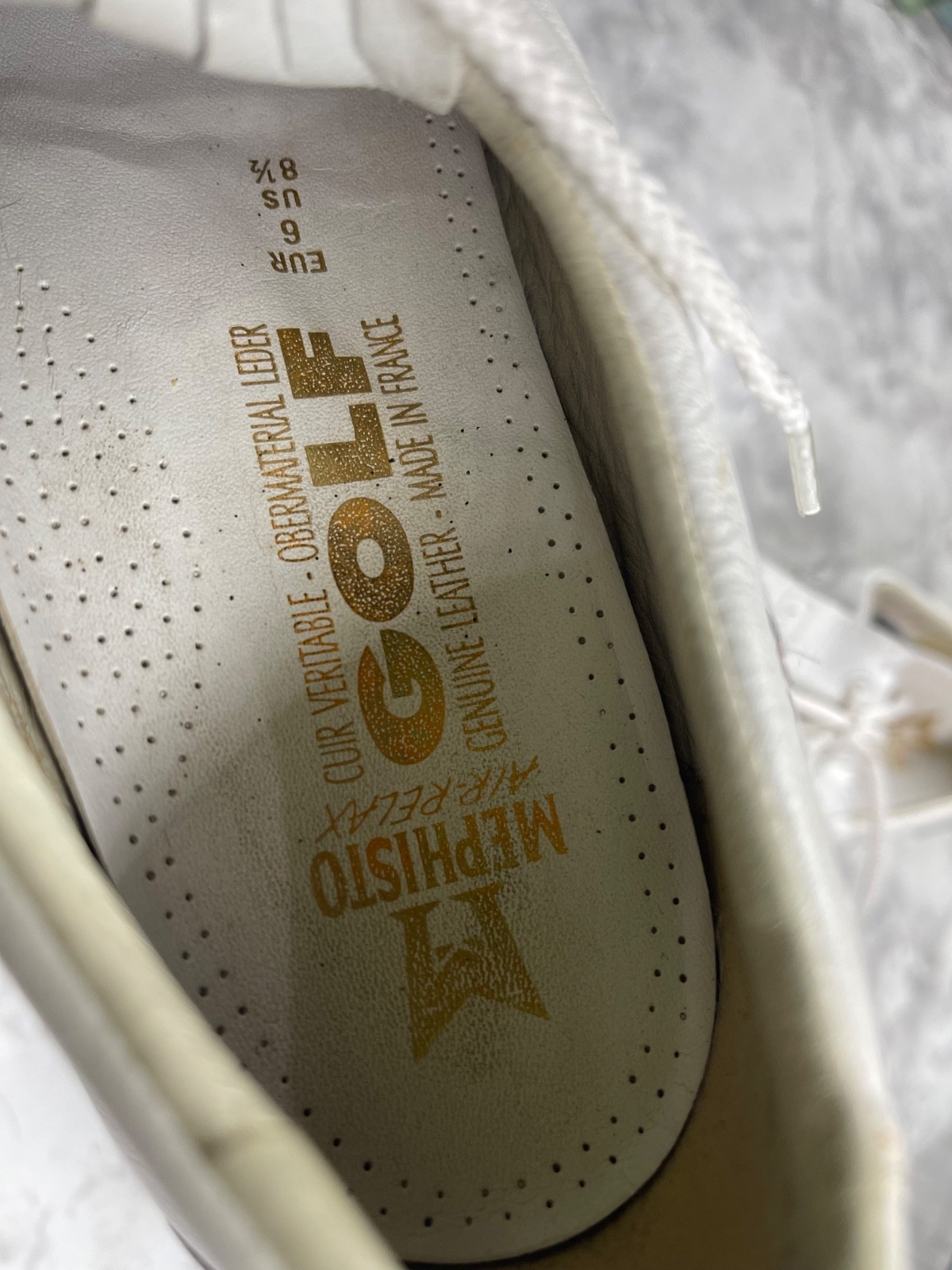 Mephisto Golf Shoes Women 8.5M Air-Relax Shoes White Leather Wingtips Kiltie
