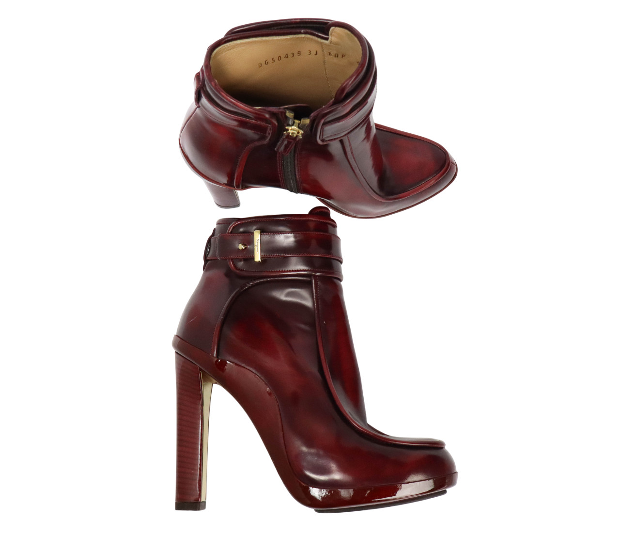 Salvatore Ferragamo Shoes Womens (UK) 4.5 Burgundy Leather Ankle High Heel