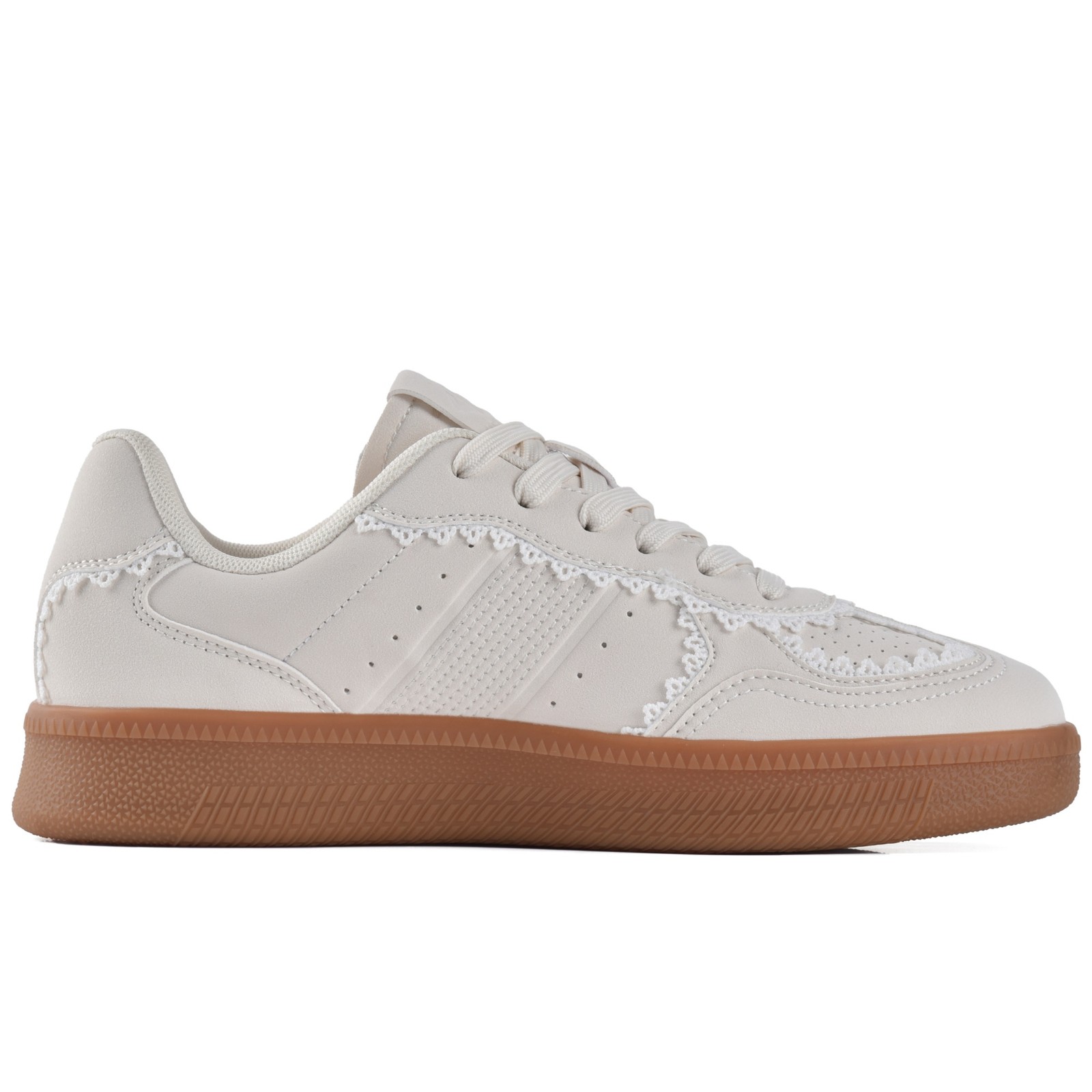 Women Ribbon Lace-Up Fashion Sneakers Arch Support Gum Sole Tennis Walking Shoes