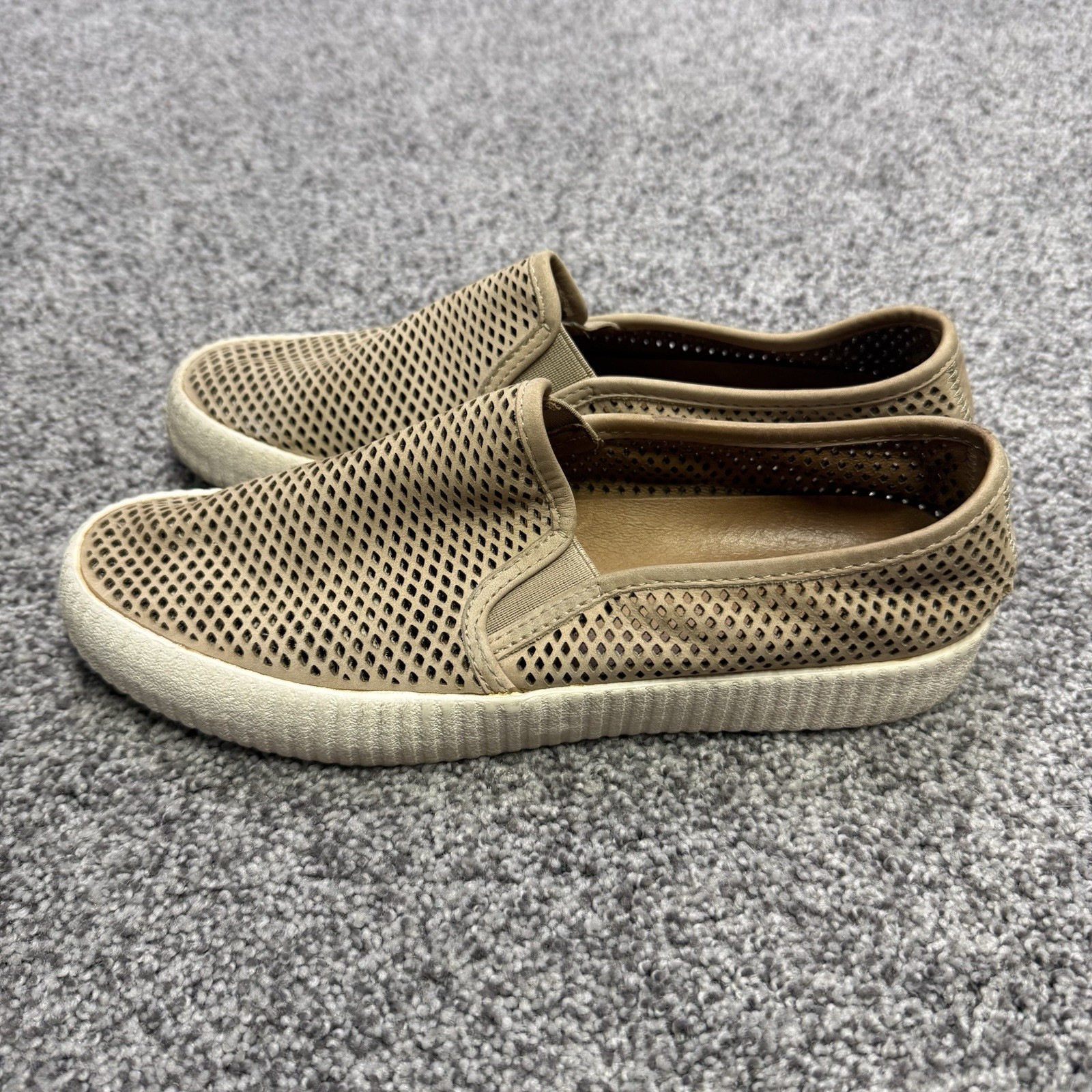 Frye Camille Slip On Sneakers Women’s 7 Brown Perforated Leather Laser Cut