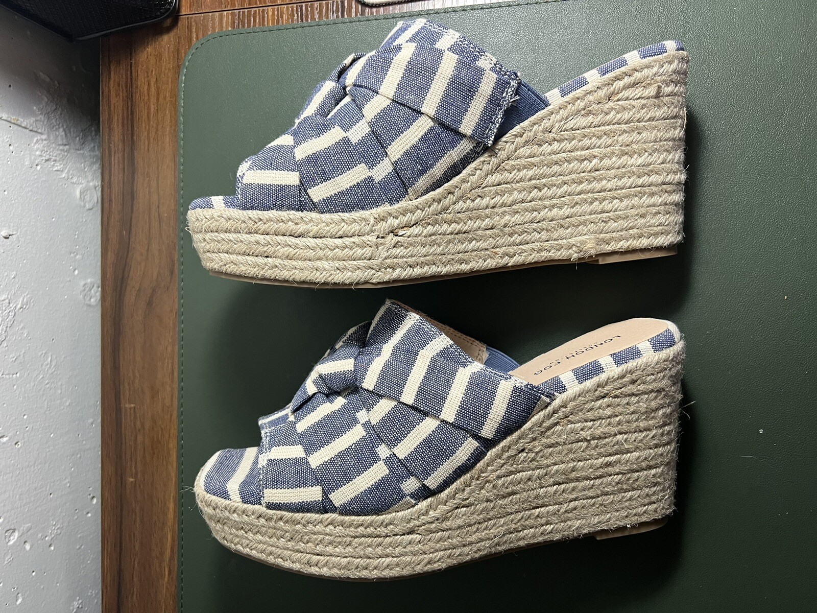 LONDON FOG Womens Heidi Espadrille Wedge Sandals w/ Knotty Bow Detail Size 9.5M