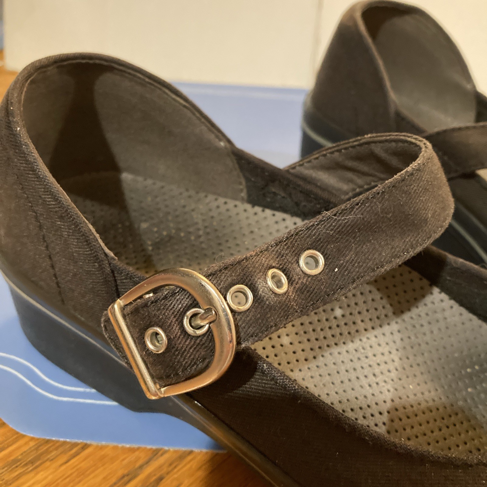 Dansko Mary Jane Valerie Womens Black &Brown Canvas Buckle Shoes Size EU 38