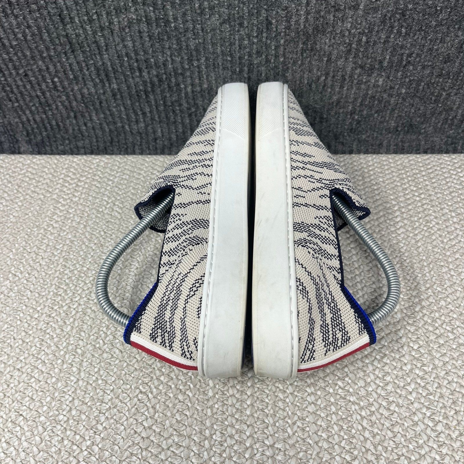 Rothy’s The Original City Slip On Sneaker Maritime Tiger White Grey Women’s 6.5