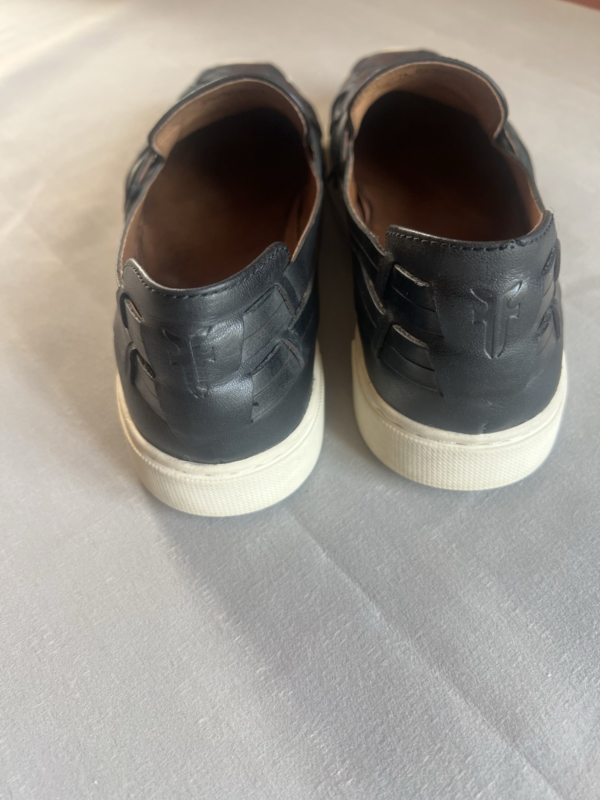 Frye Ivy Huarache Black Leather Slip On Sneaker