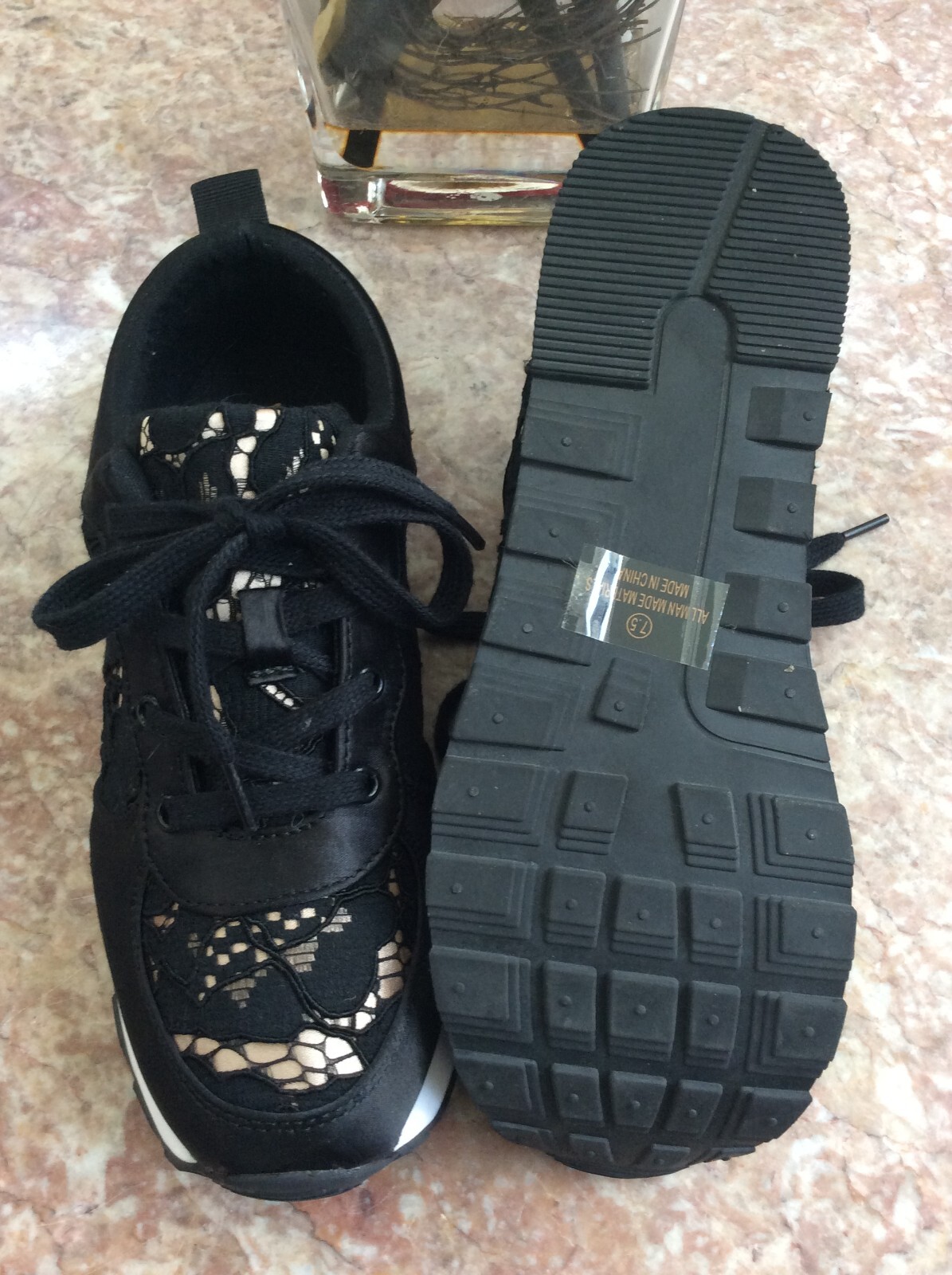 New Venus Women’s Black Lace Athletic Walking Sneakers Size 7.5, $79