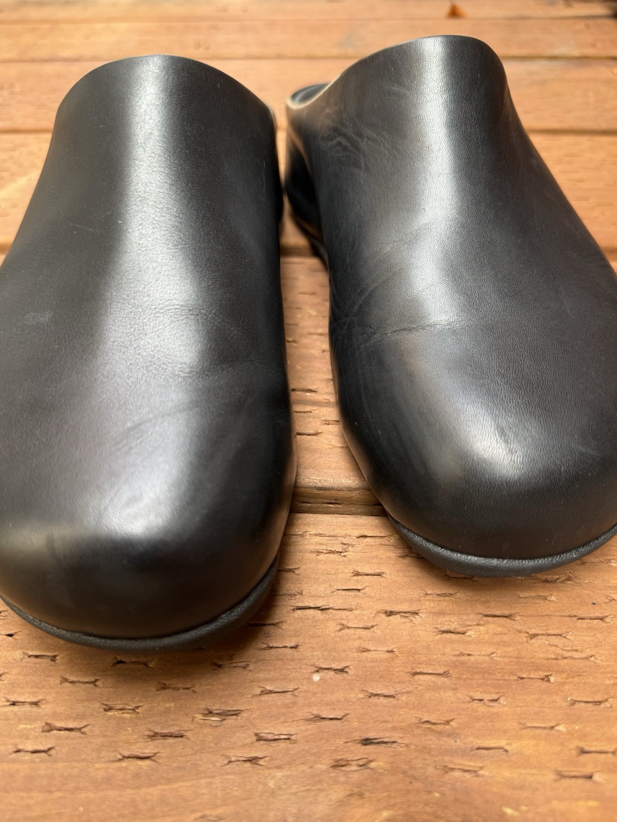 FitFlop Shuv Black Leather Clog Mules Micro Wobbleboard Comfort Walking Size 8