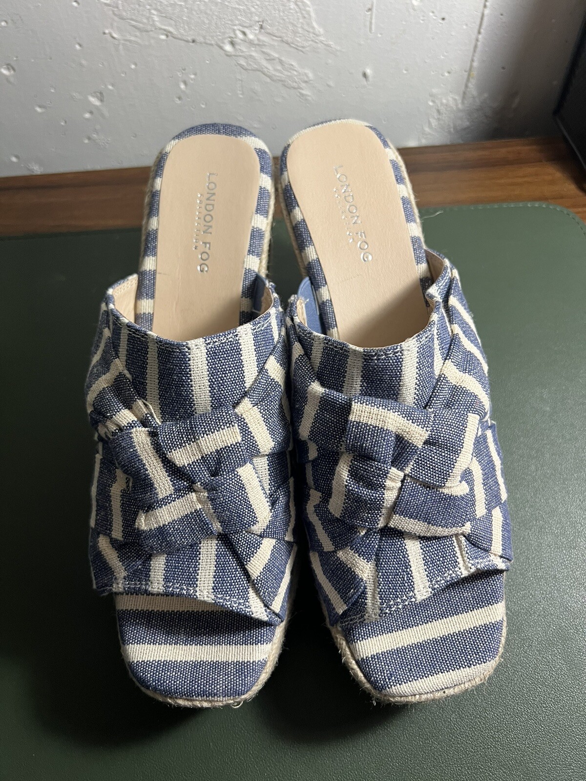 LONDON FOG Womens Heidi Espadrille Wedge Sandals w/ Knotty Bow Detail Size 9.5M