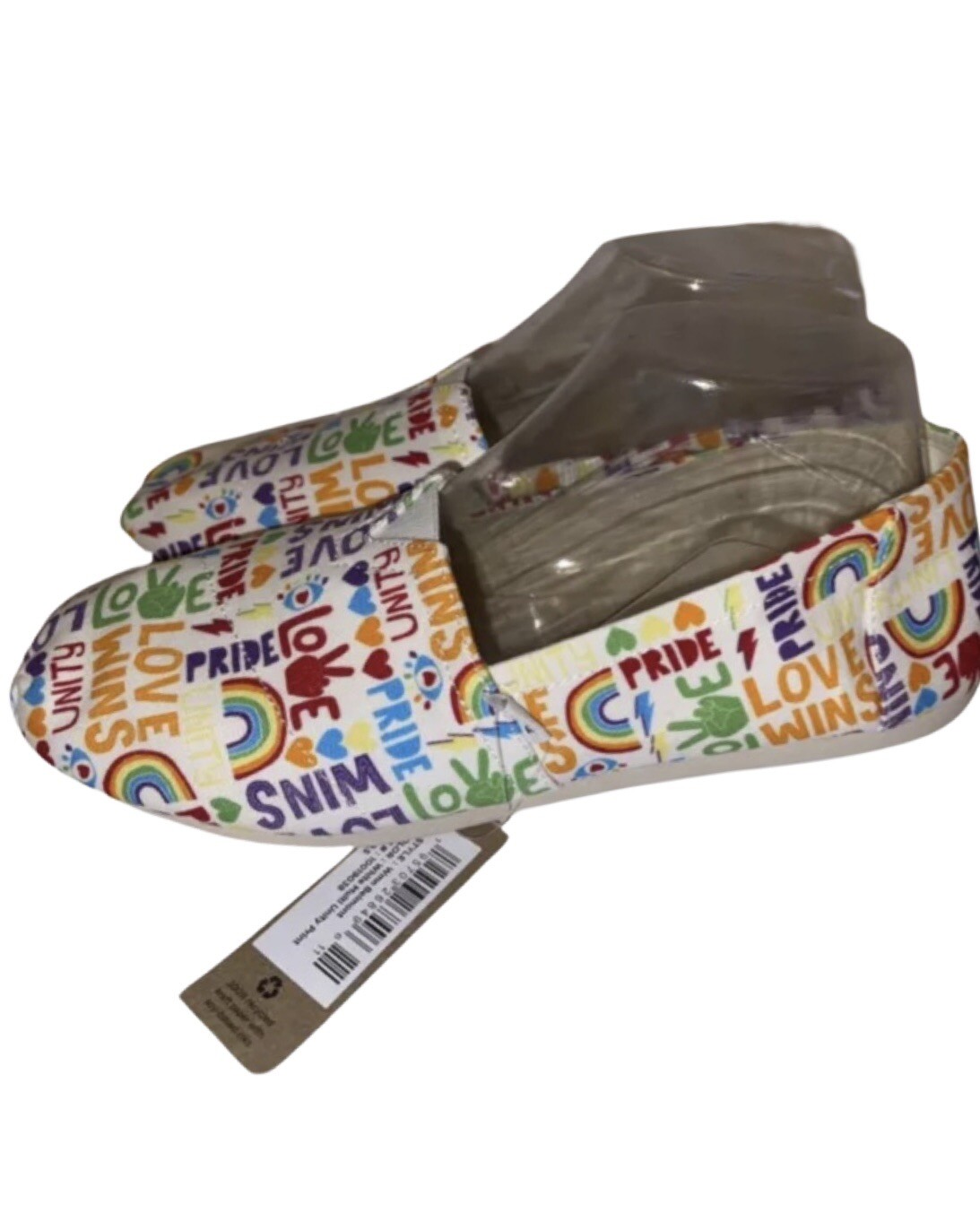 TOMS Belmont White Multi Unity Pride Print Slip On Shoes Women’s Size 8.5 NWT
