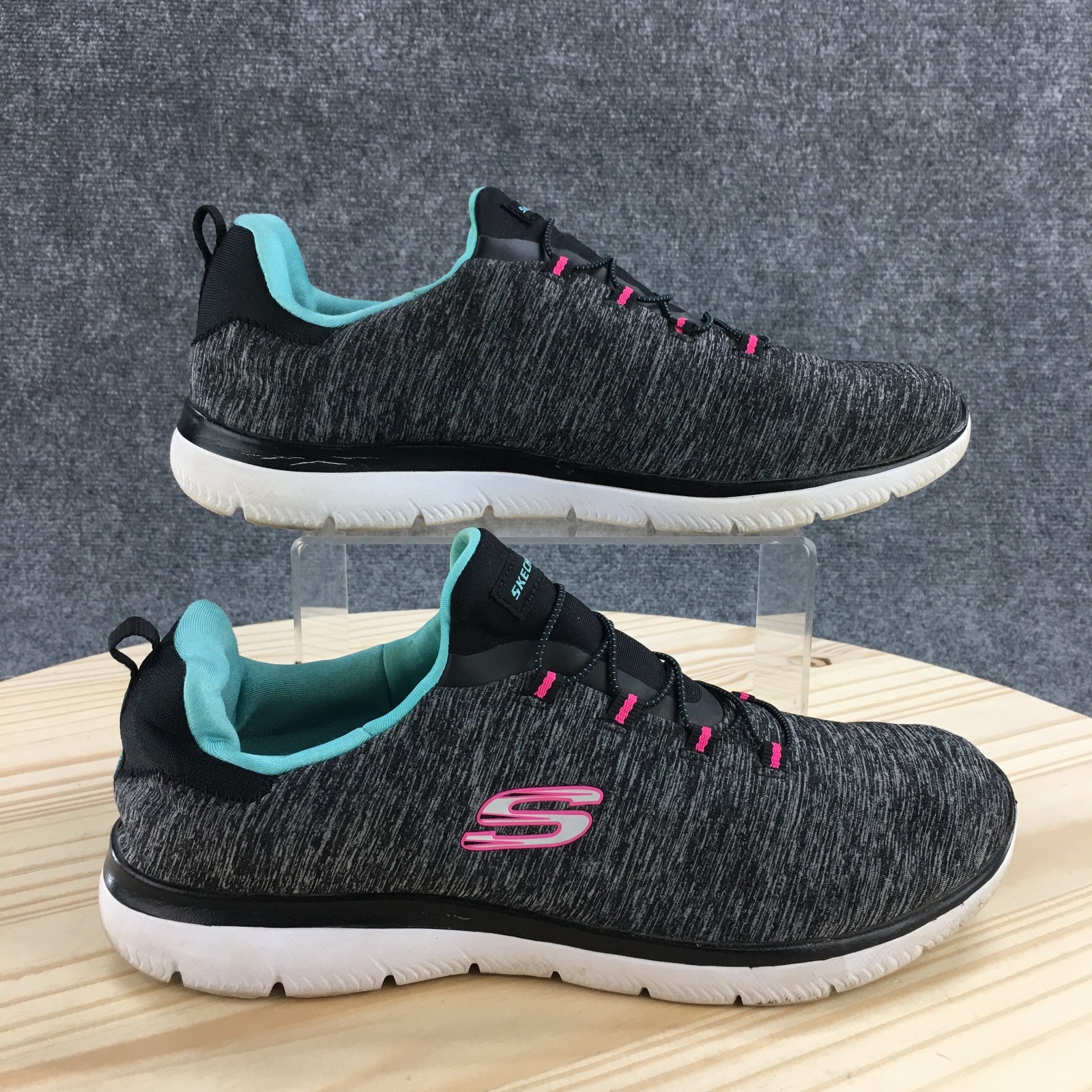 Skechers Shoes Womens 11 Summits-Quick Getaway Sneakers Gray Fabric Lace Up