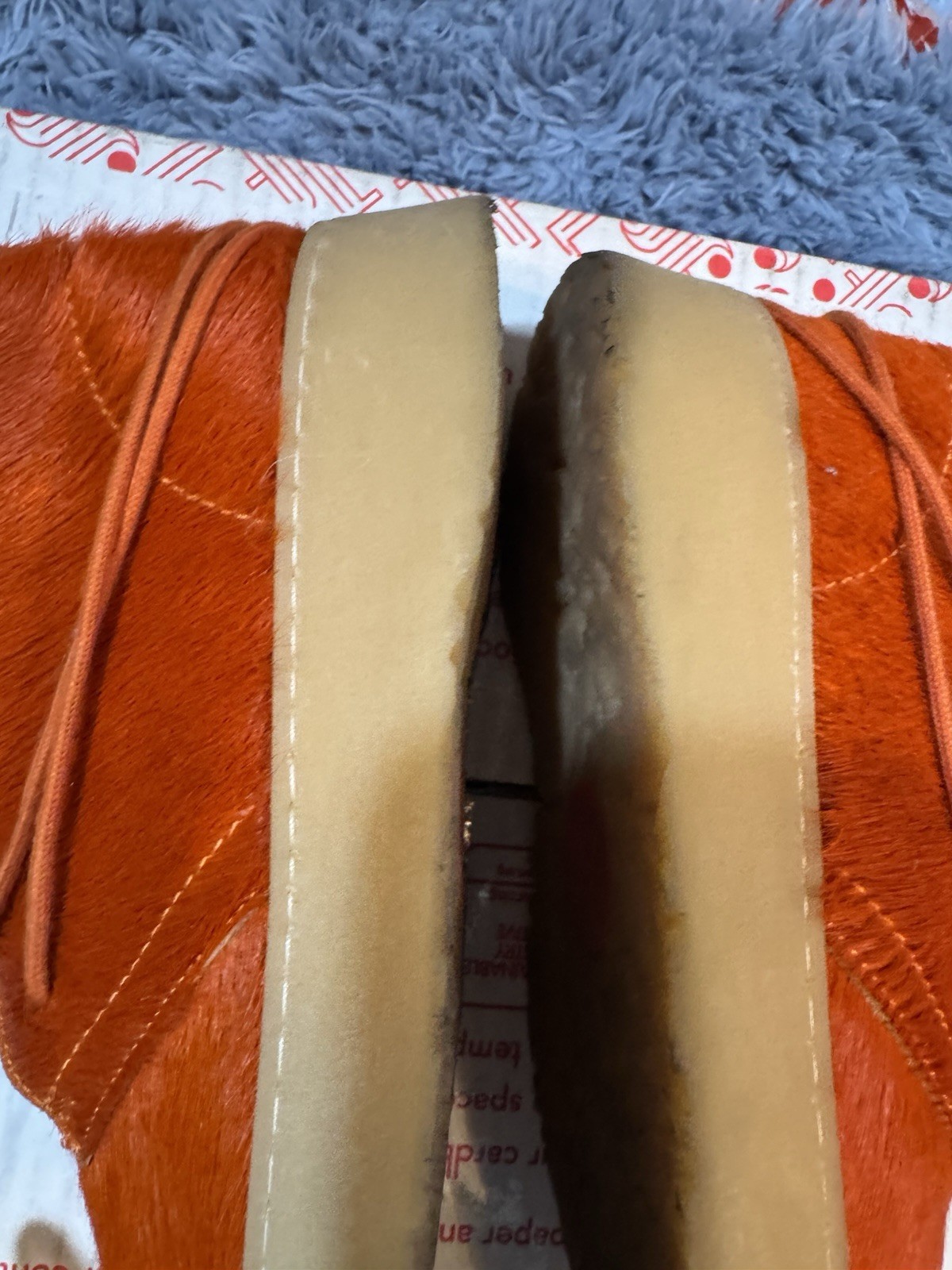 Preowned Clarks x Zara Cow Hair Ankle Desert Boots in Orange Size 38