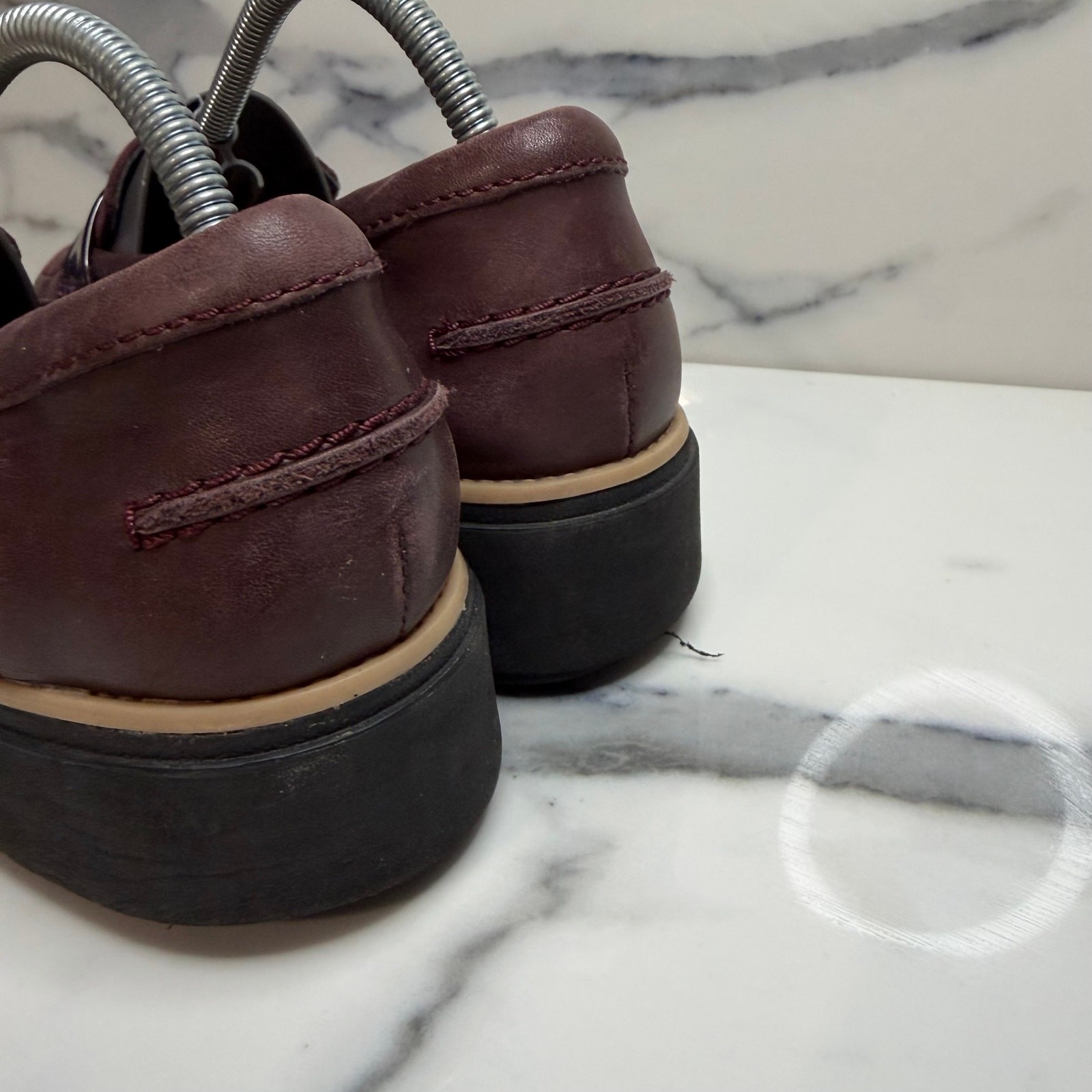 Clarks Women’s Burgundy Slip-On Wedge Sharon Gracie Loafers Sz 7 Comfort Classic