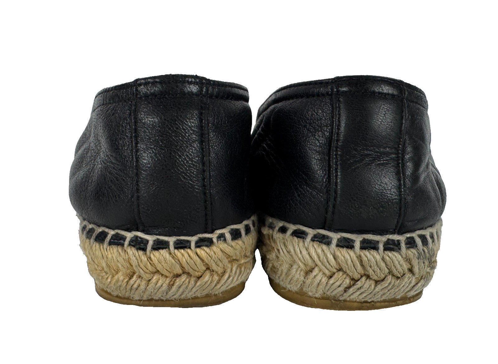 Saint Laurent Auth Black Leather Monogram Espadrilles 8 US 38 EU Shoes Flats Bag