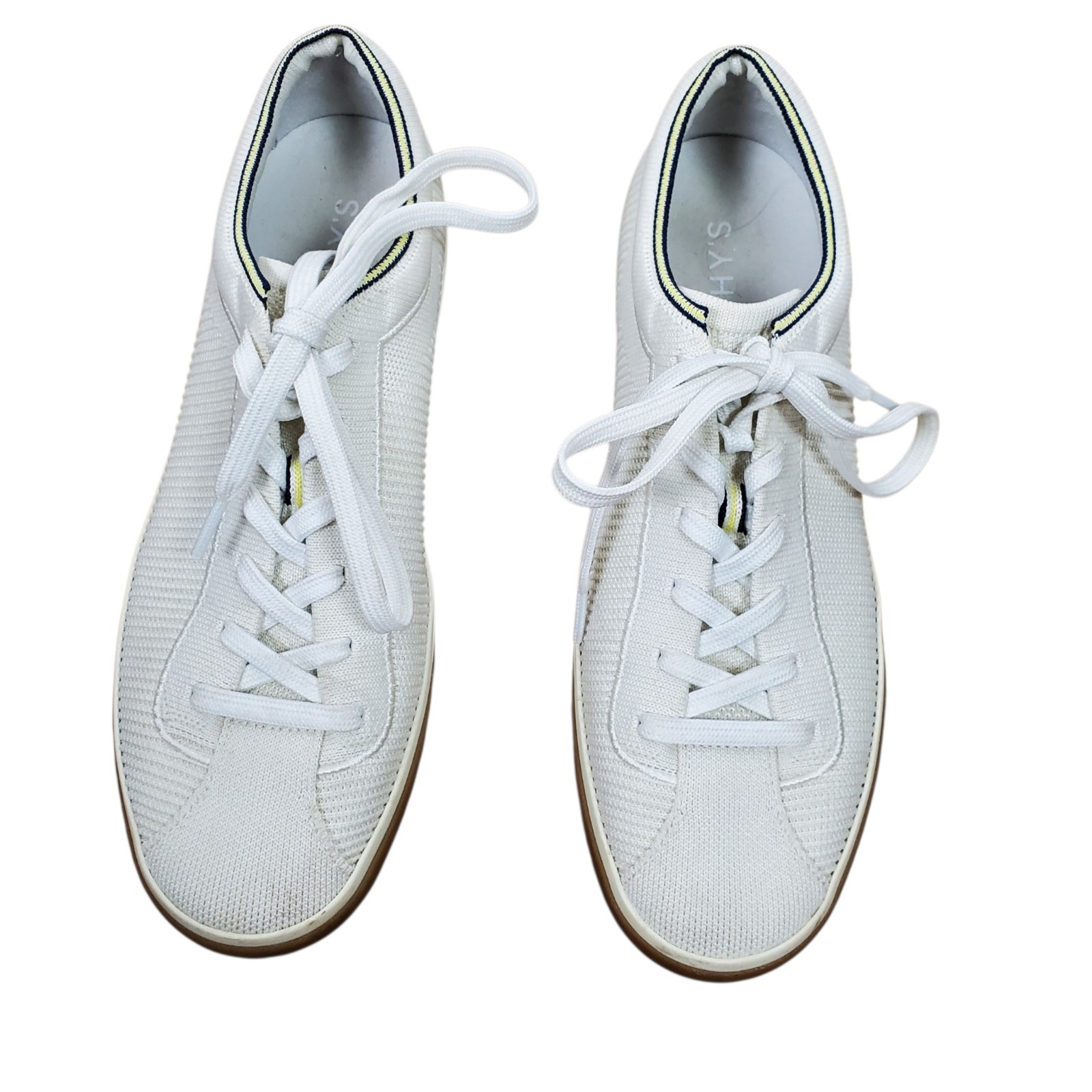 Rothy’s The Lace Up Shoes Womens Size 10 Blonde Ivory Knit Comfort Sneaker
