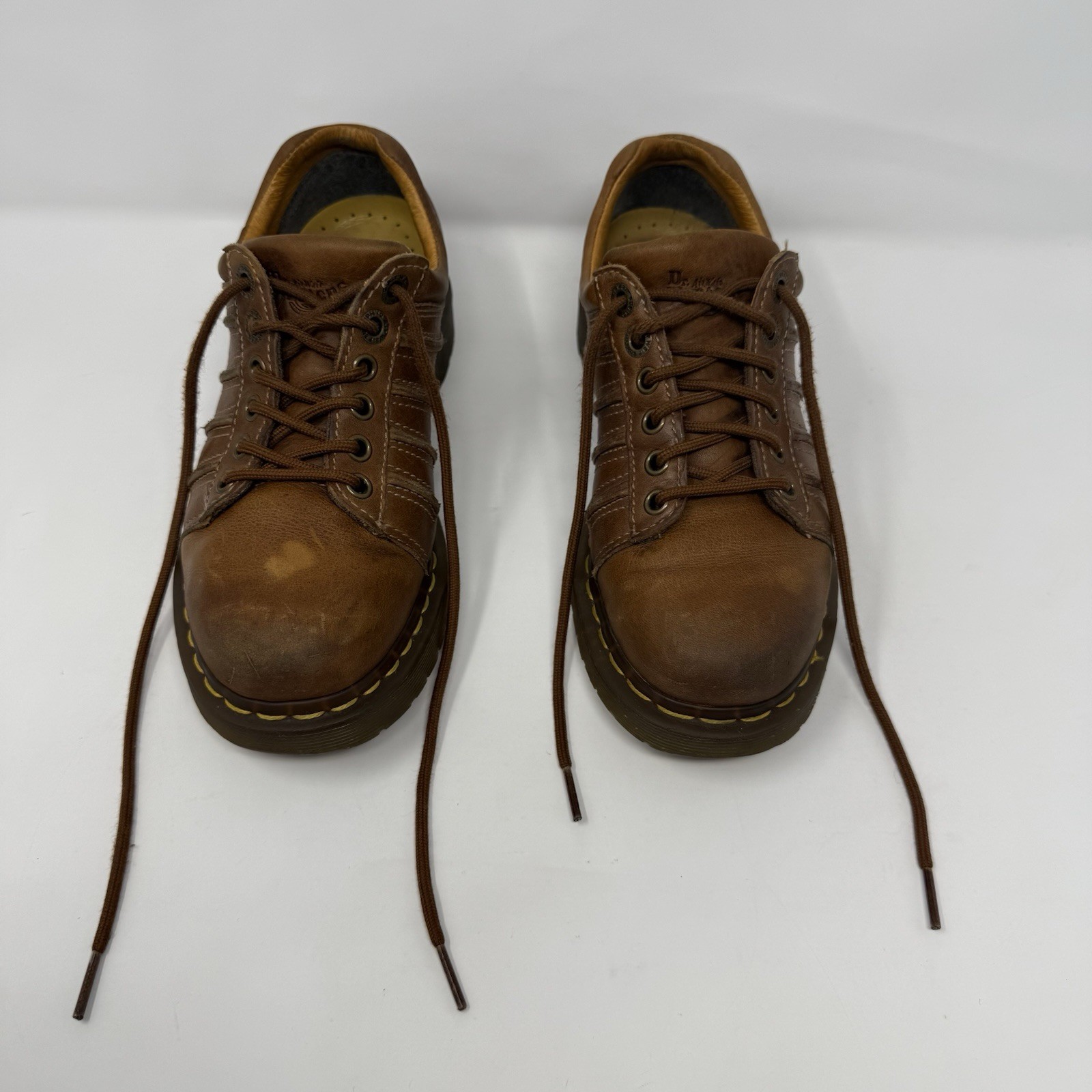 Y2K Dr Martens Chunky Oxford Shoes Brown Leather 12037 Womens Size US 7 UK 5
