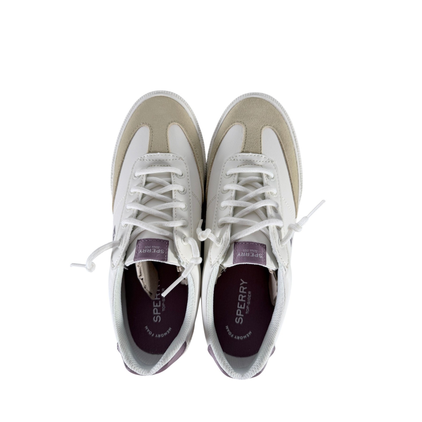Sperry Pier Wave Refresh White Beige & Purple Womens Shoe Size 9