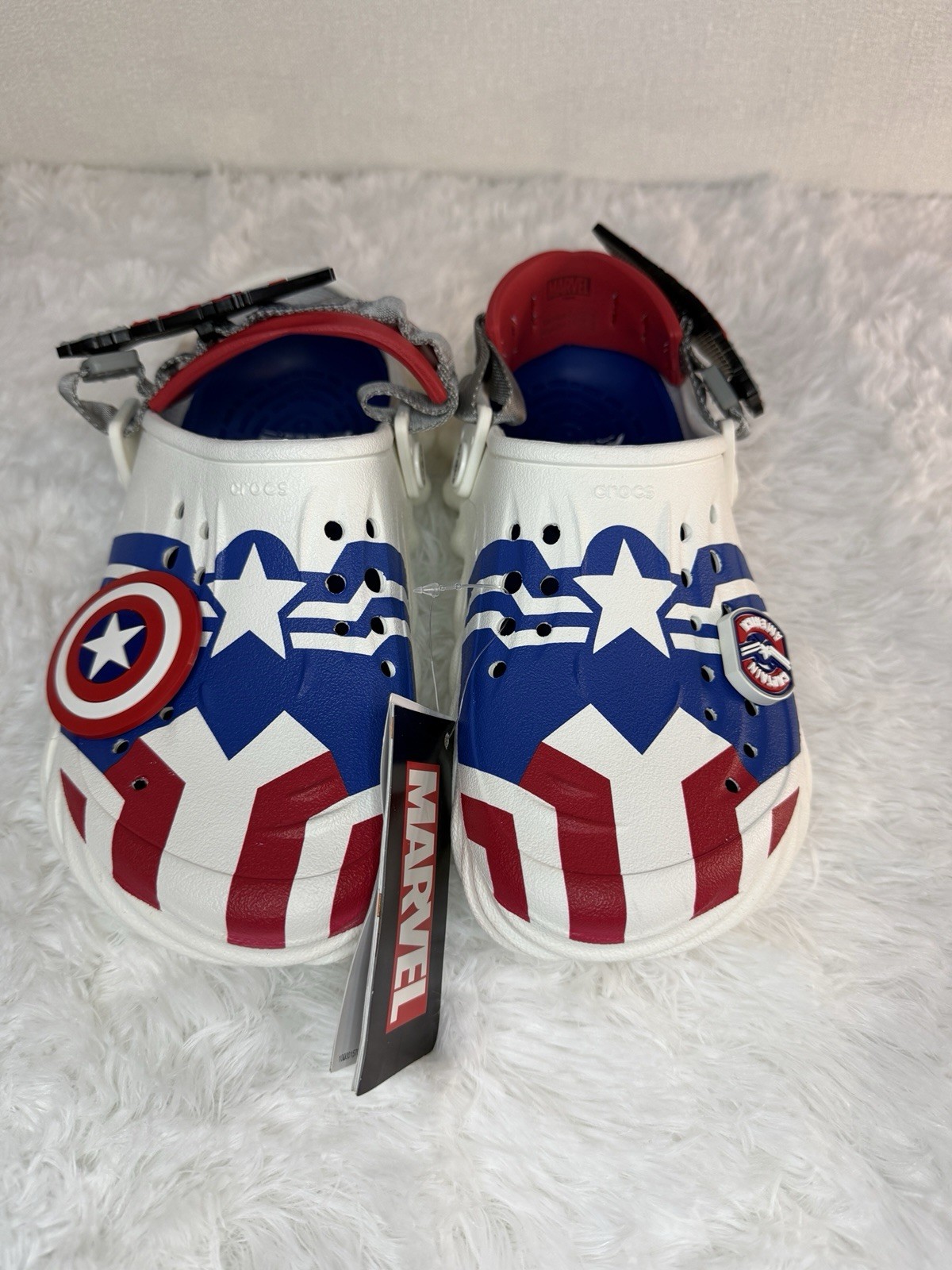 Captain America Falcon Marvel Disney Crocs M5/W7 Brand New With Defects $50