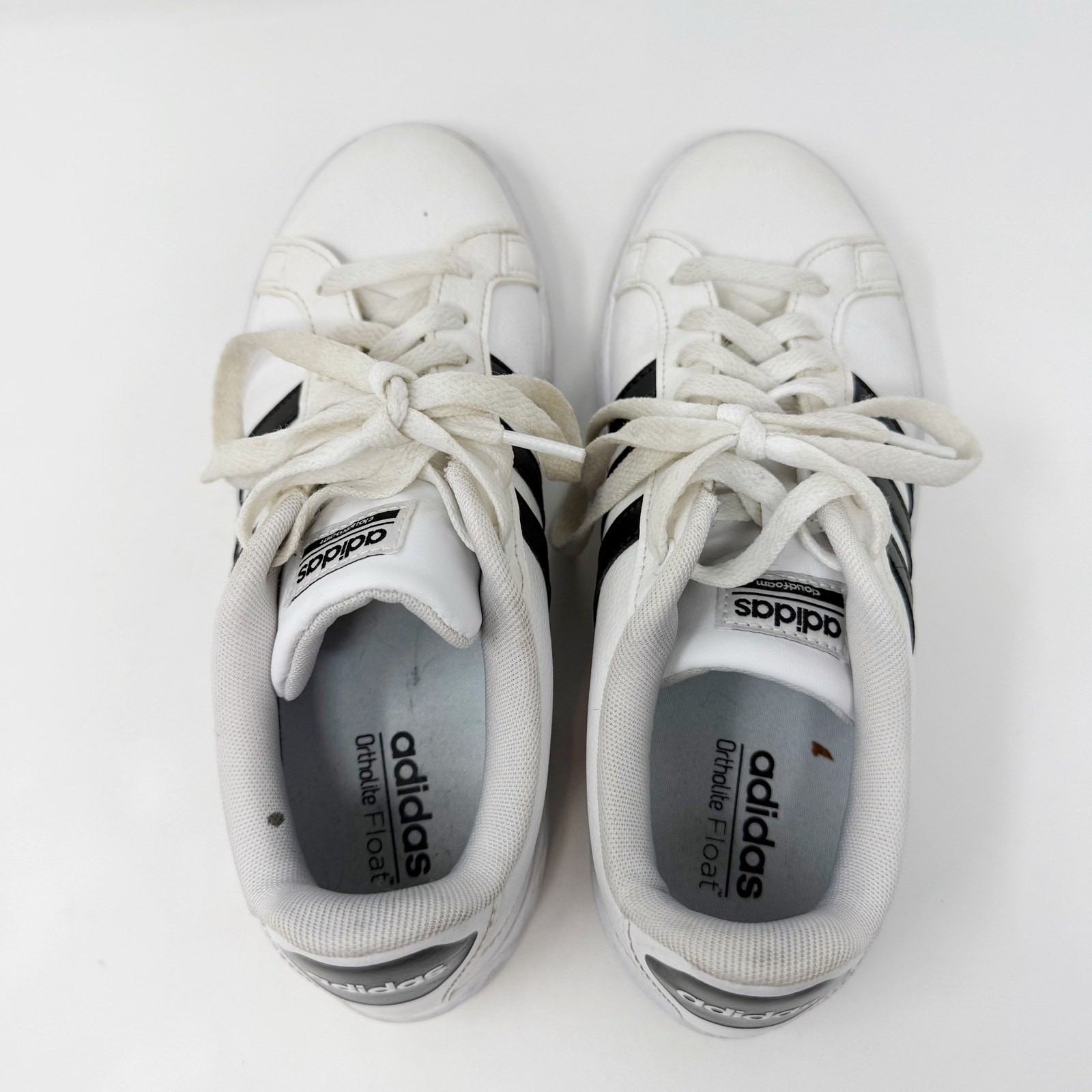 Adidas Womens 7.5 White Black Grand Court Shoes Sneakers Lace Up Casual Comfort