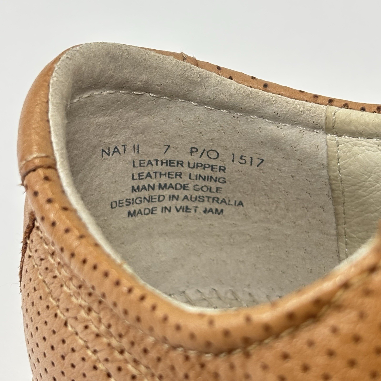 FRANKiE4 NAT II Sneakers Womens 7 Soft Tan Perforated Leather Comfort NO INSOLES
