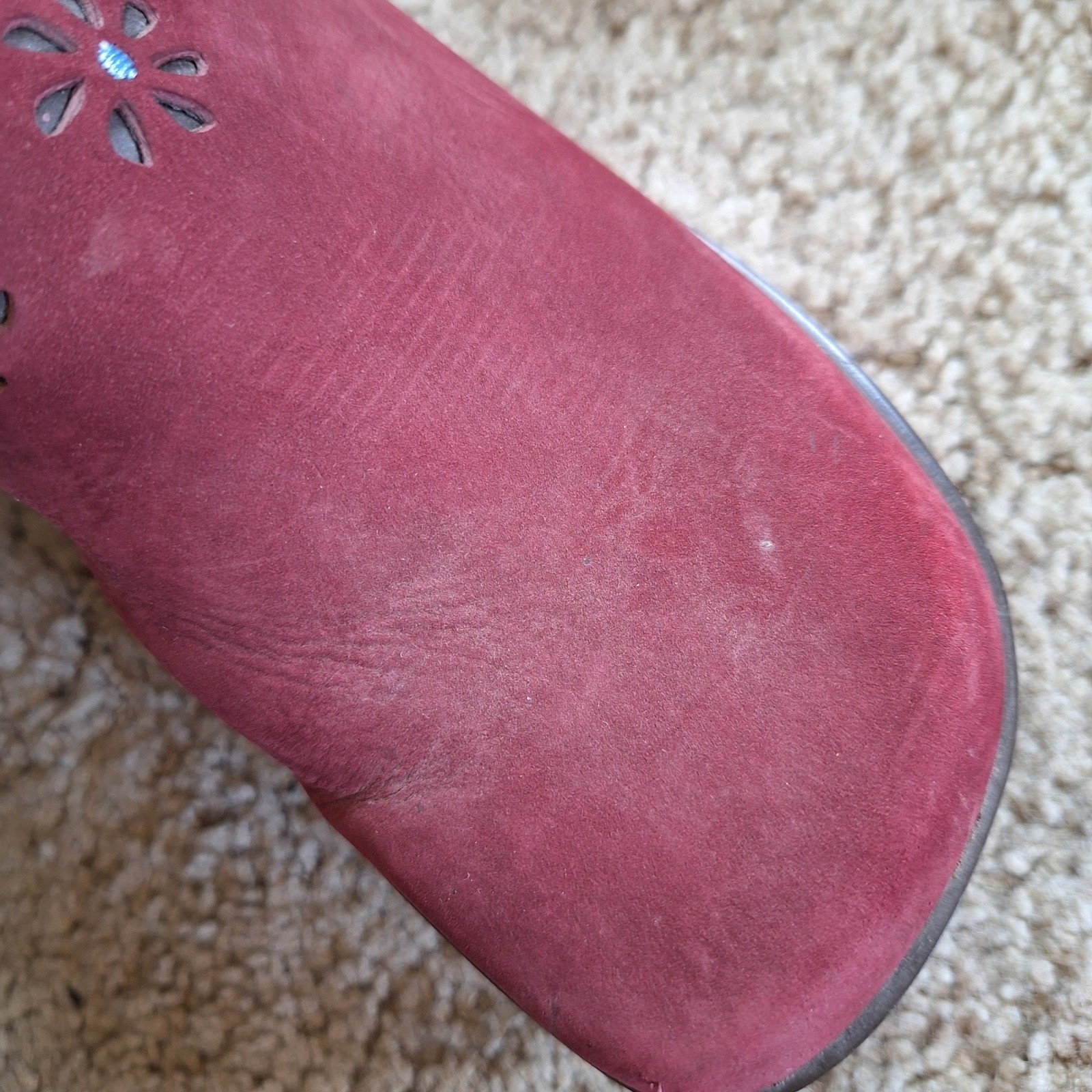 Tommy Hilfiger Vintage Y2K Wooden Suede Flower Cutout Mules Clogs READ No Size