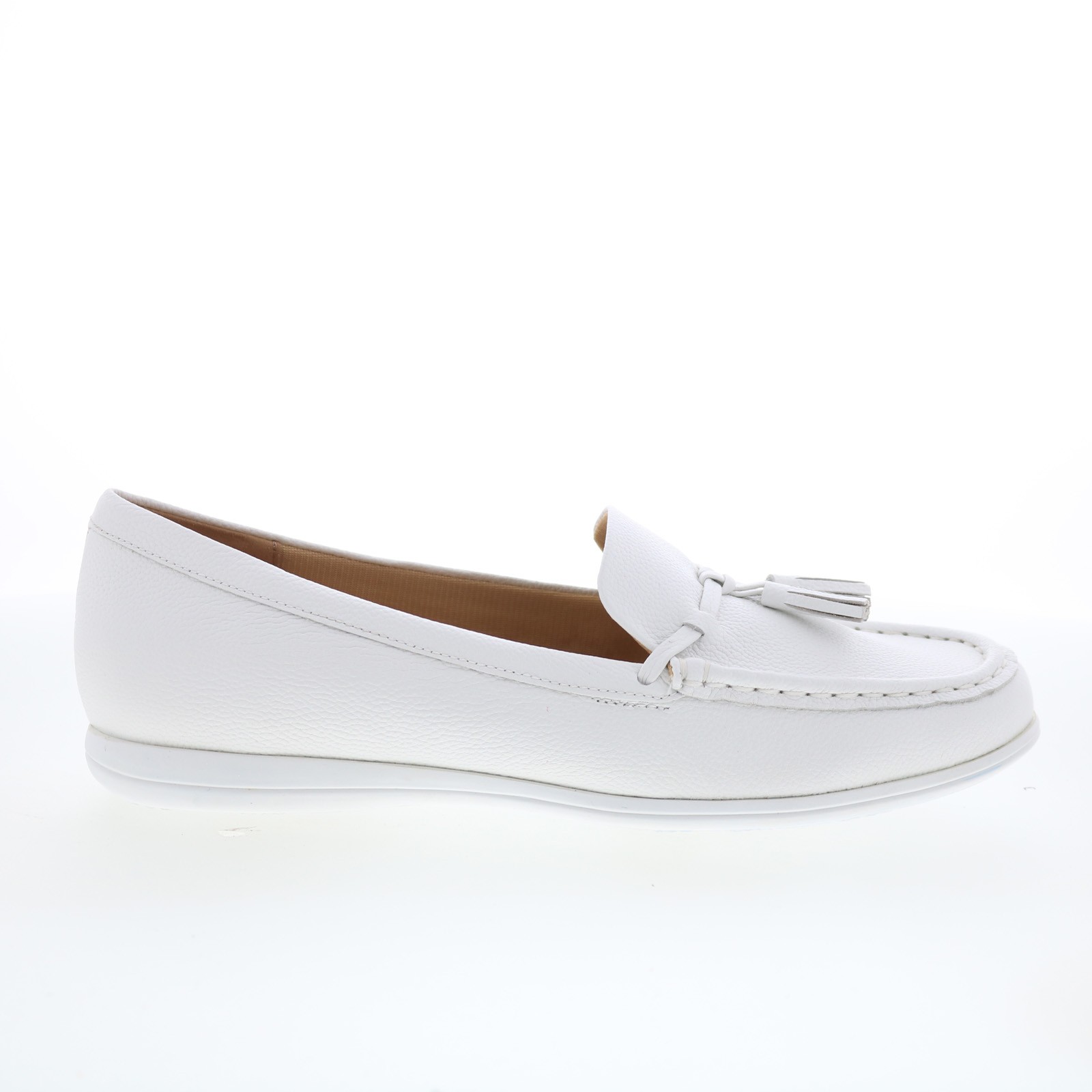 Trotters Dawson T2254-100 Womens White Leather Slip On Loafer Flats Shoes