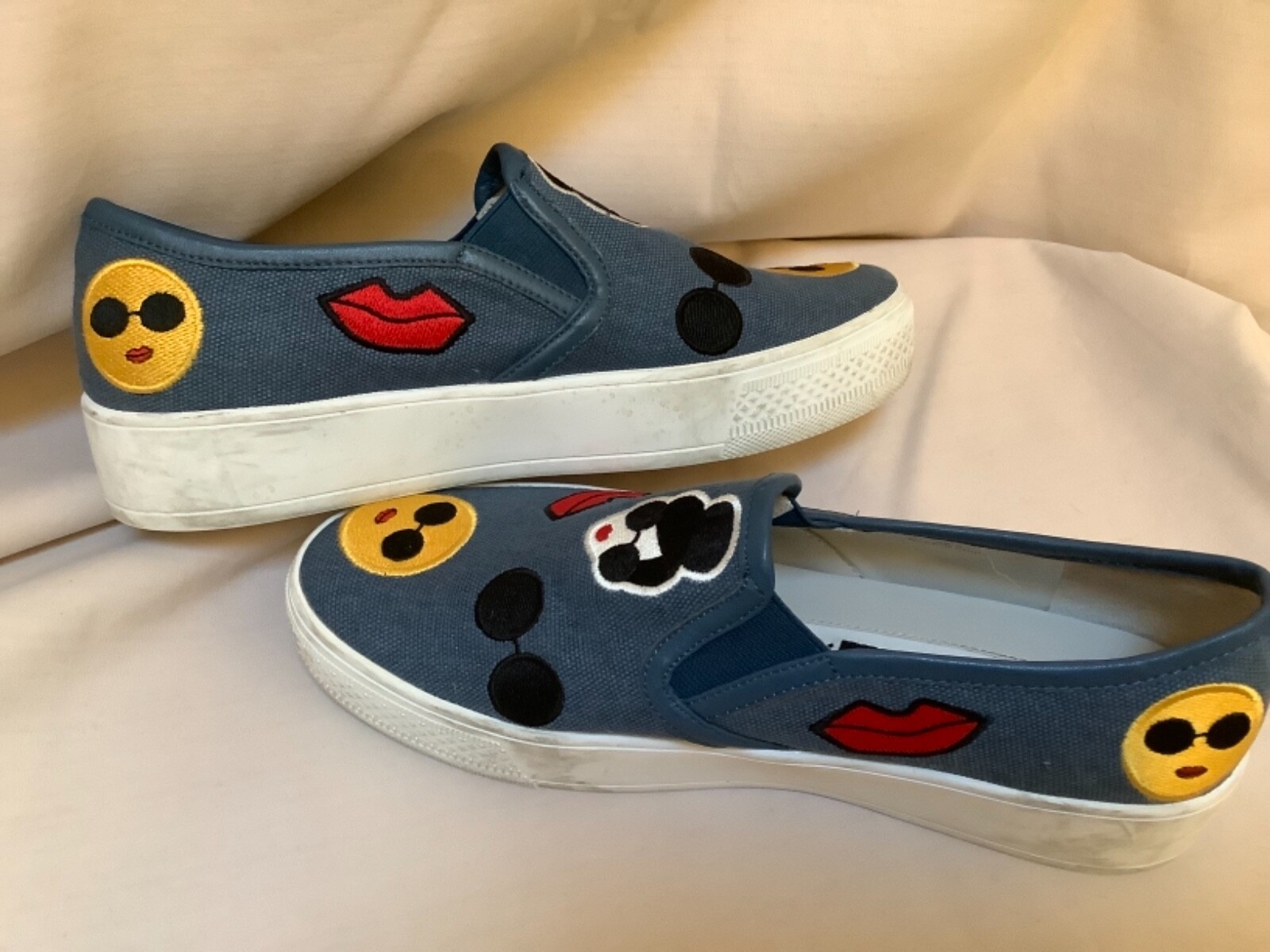 ALICE OLIVIA EMOJI STACE FACE JEAN SNEAKERS PLATFORM 8.5