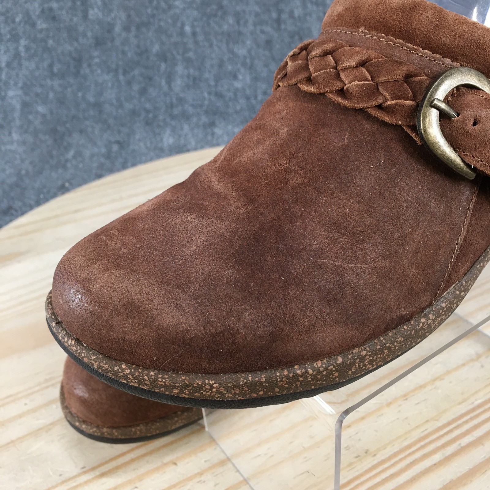 Aetrex Libby Shoes Womens 9-9.5 Casual Slip On Comfort Mule Clogs Brown Leather