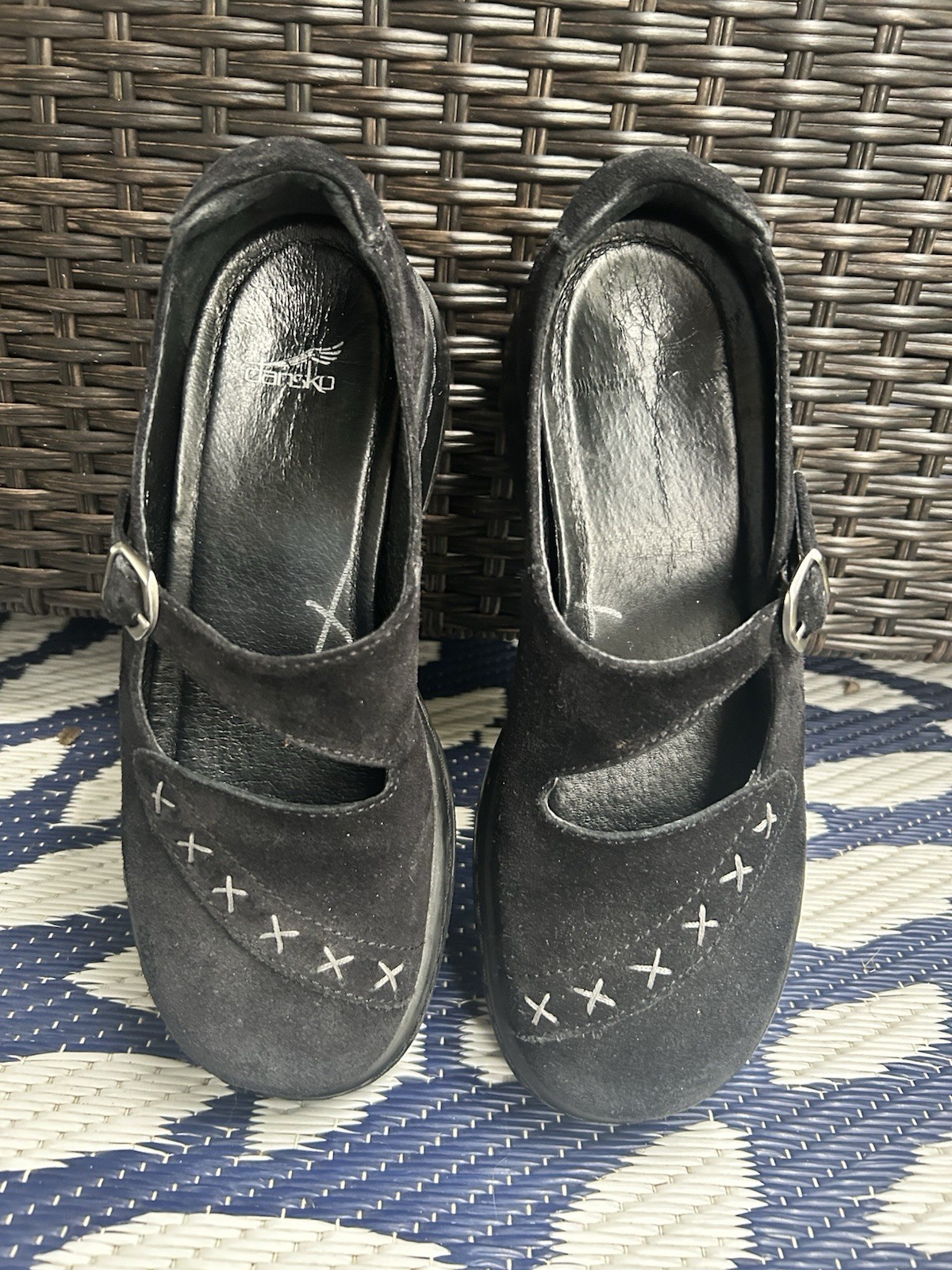 Dansko Mary Jane Black Suede Clogs Women’s Size 37