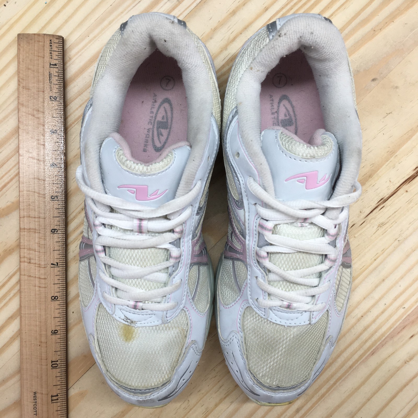 Athletic Works Shoes Womens 7 Anita 2 Sneakers White Pink Lace Up Sport 25266585
