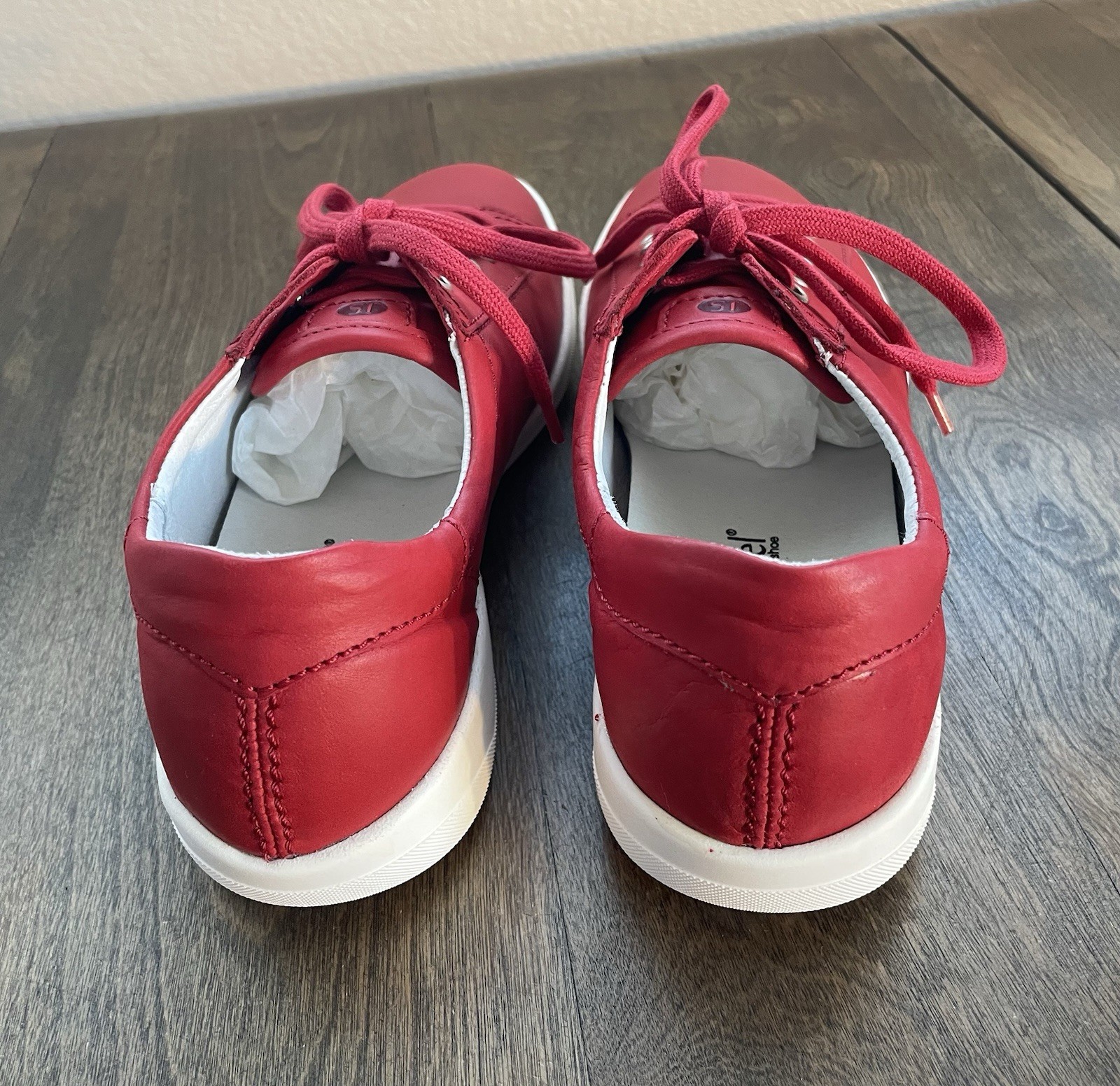 Josef Seibel Sina 11 Red Sleek Leather Sneakers Shoes Lace Up US 6-6.5 EU 37
