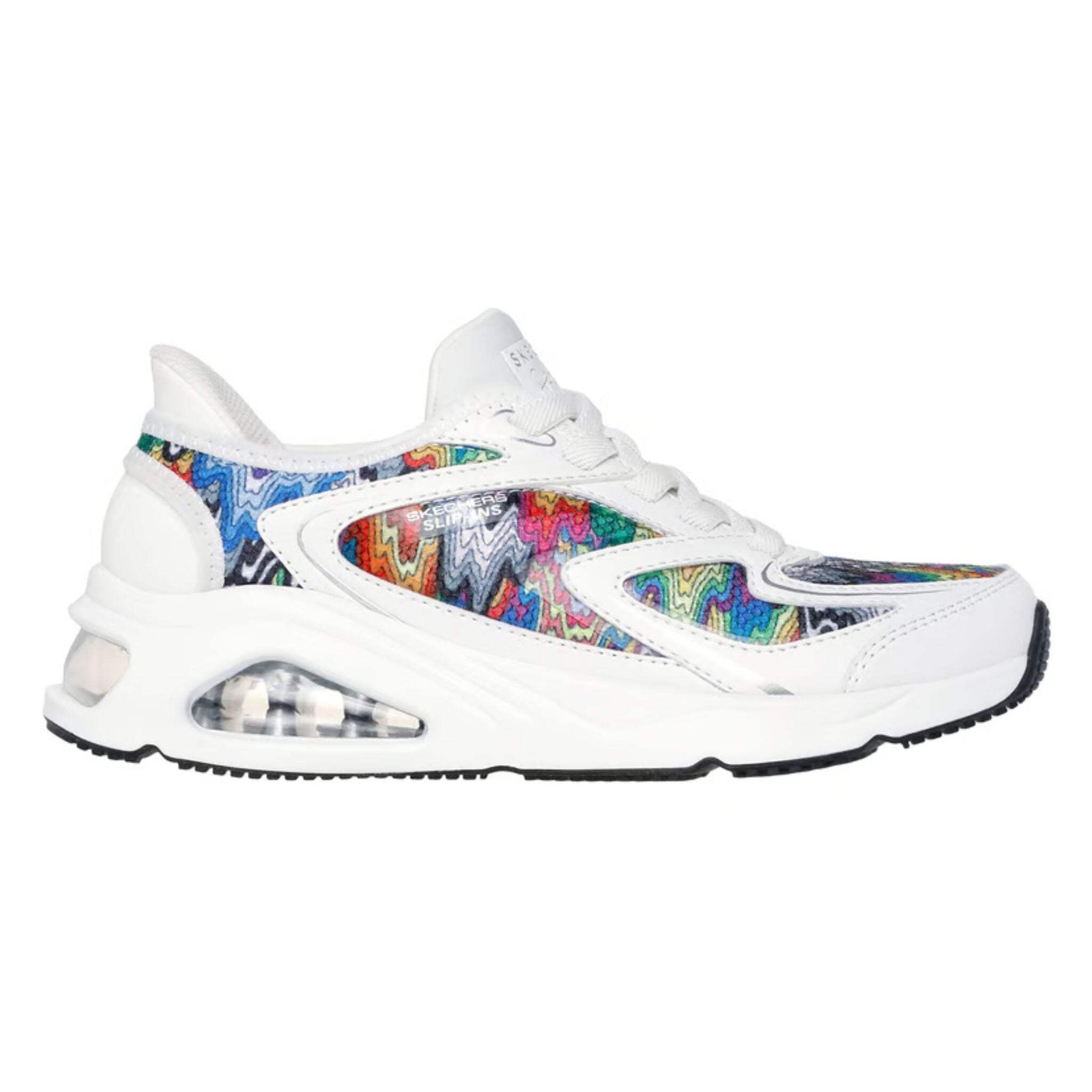 Skechers Women’s 177931 Jen Stark: Air Uno-Iris Drip White Multi Slip-Ins Casual