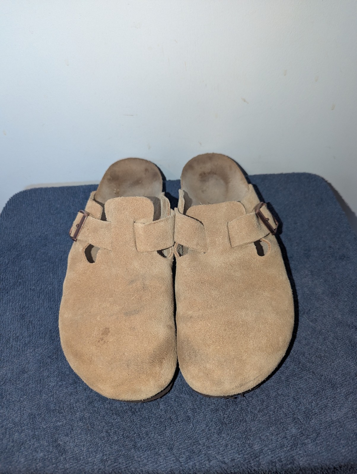 Birkenstock Boston Clogs Womens Size EU 41 US 10 Latte Cream Suede Narrow
