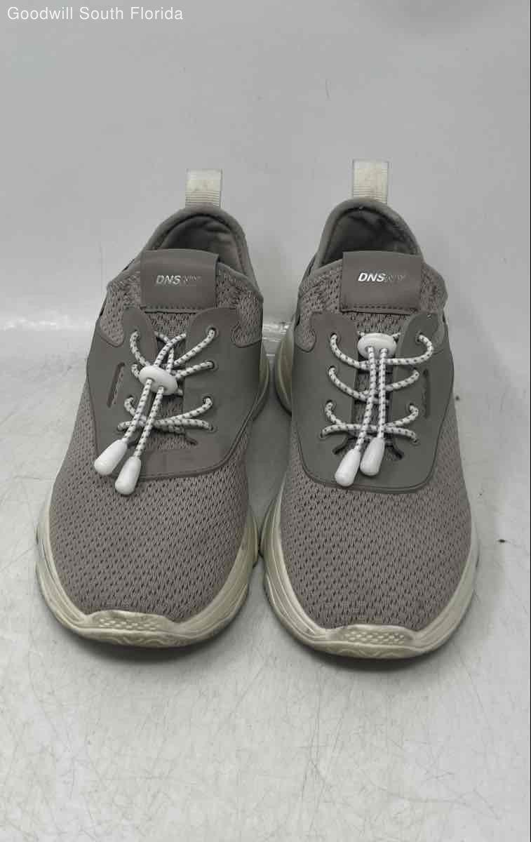 Dnsny Womens Allie Gray Ivory Round Toe Drawstring Sneakers Shoes Size 8 M