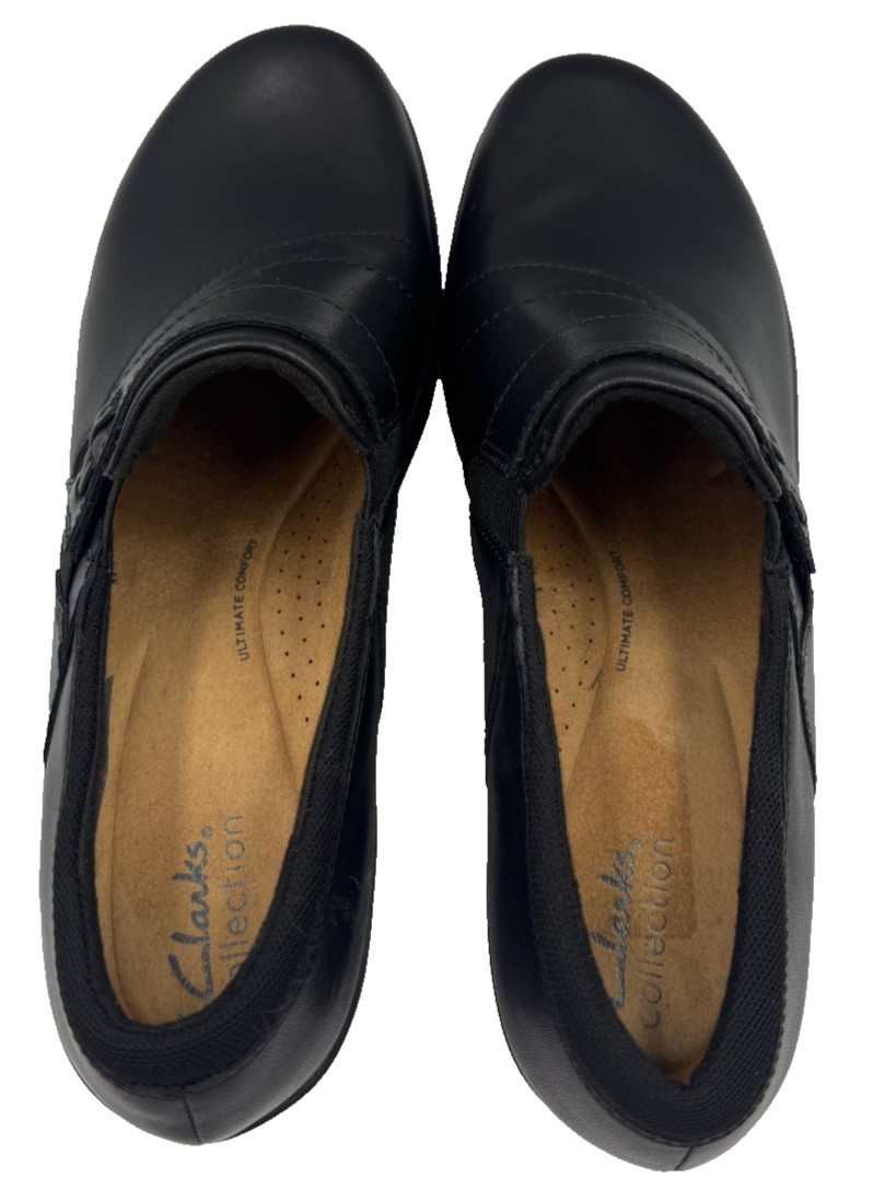 Clarks Women’s Angie Pearl Slip On Leather Comfort Loafers Black Size:8 139H