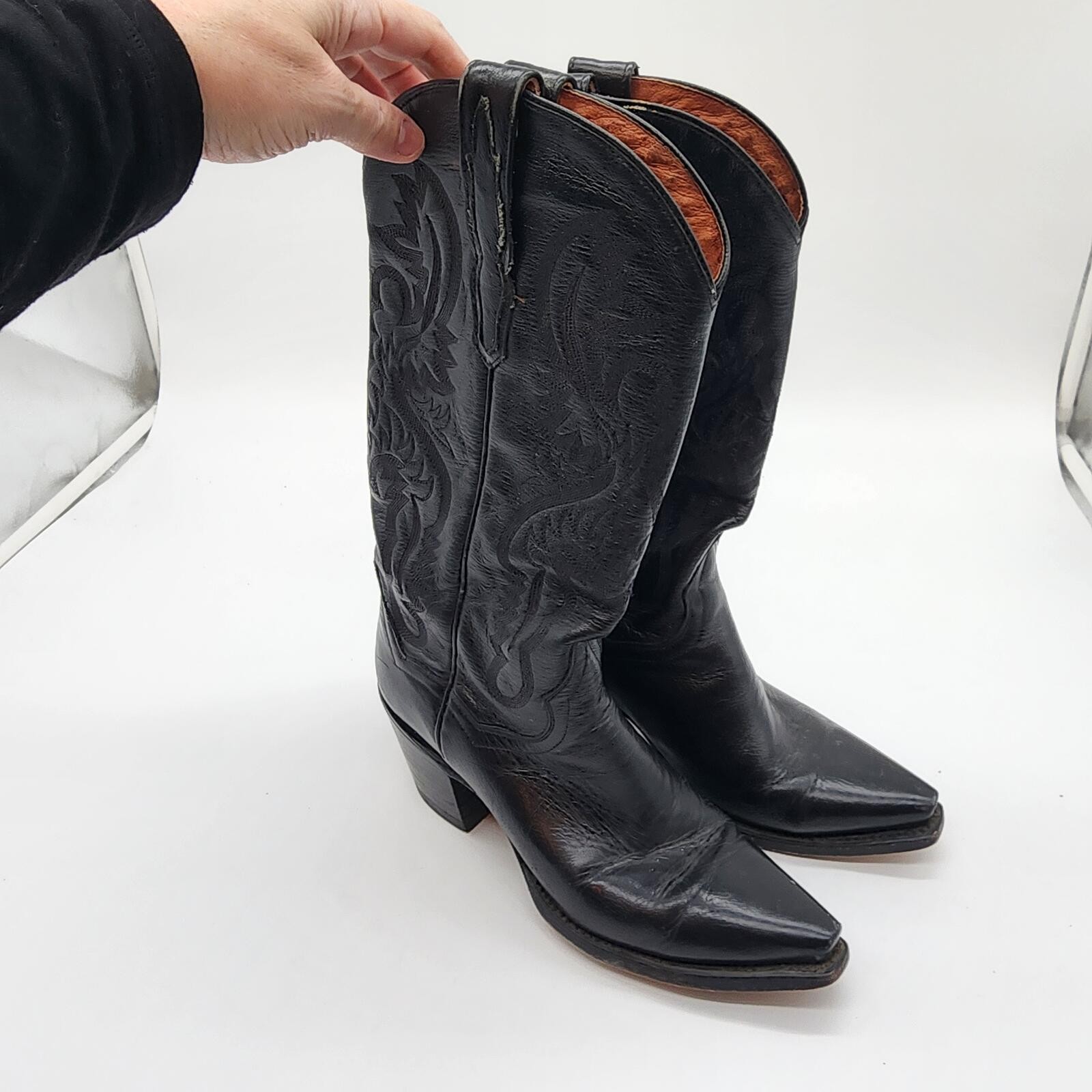 Dan Post black cowboy boots 6.5 western cowboy tall boots