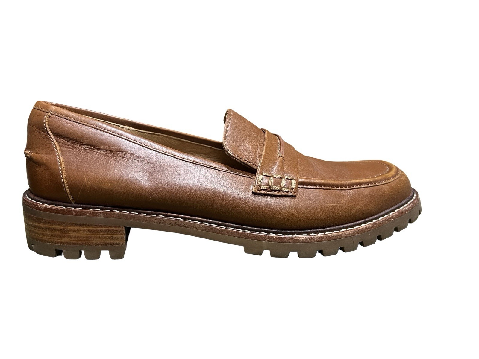 MADEWELL Corinne Lugsole Loafers English Saddle Brown Leather Chunky 90s Sz 9