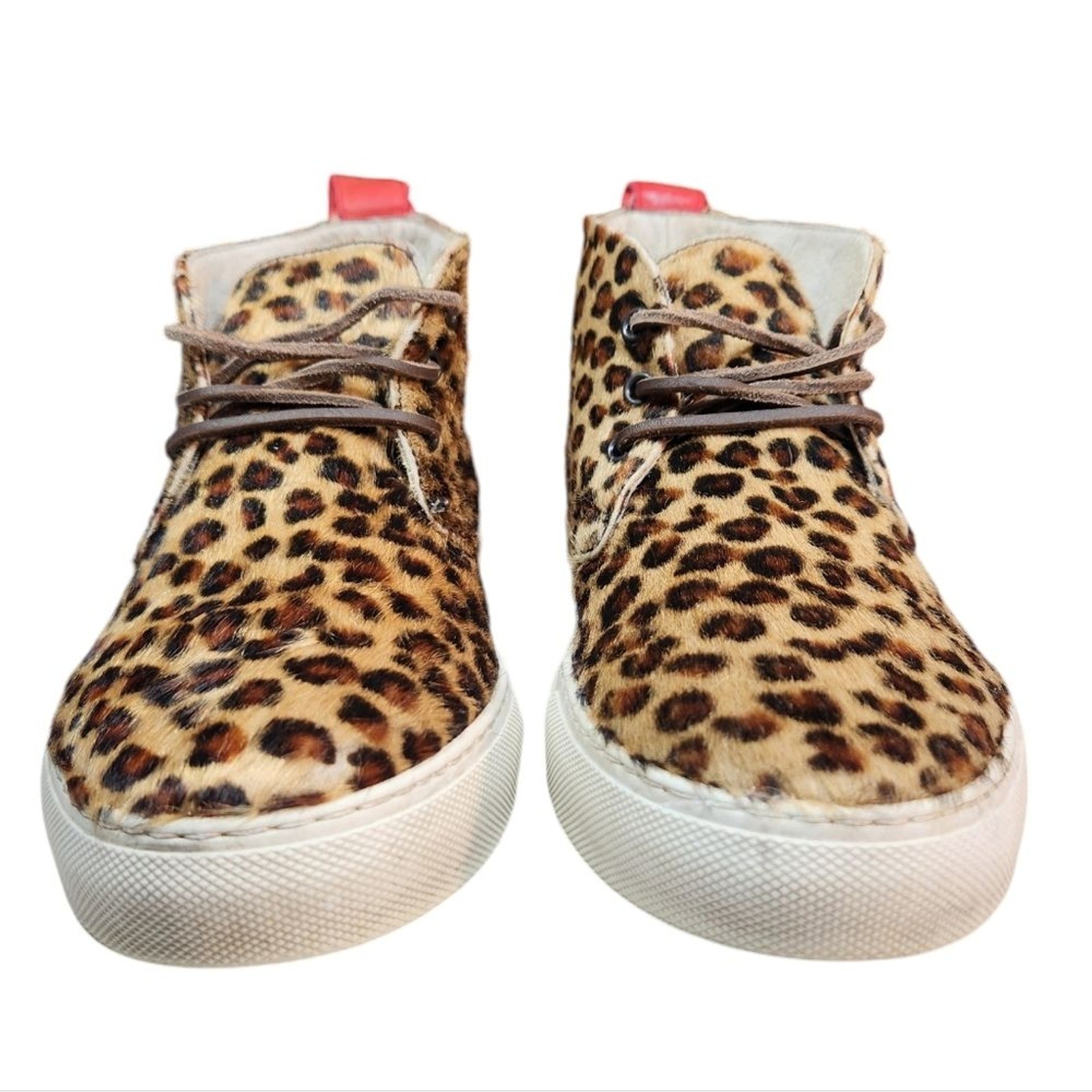 Del Toro Leopard Pony Hair Chukka Sneakers Anthropologie 7 Italian