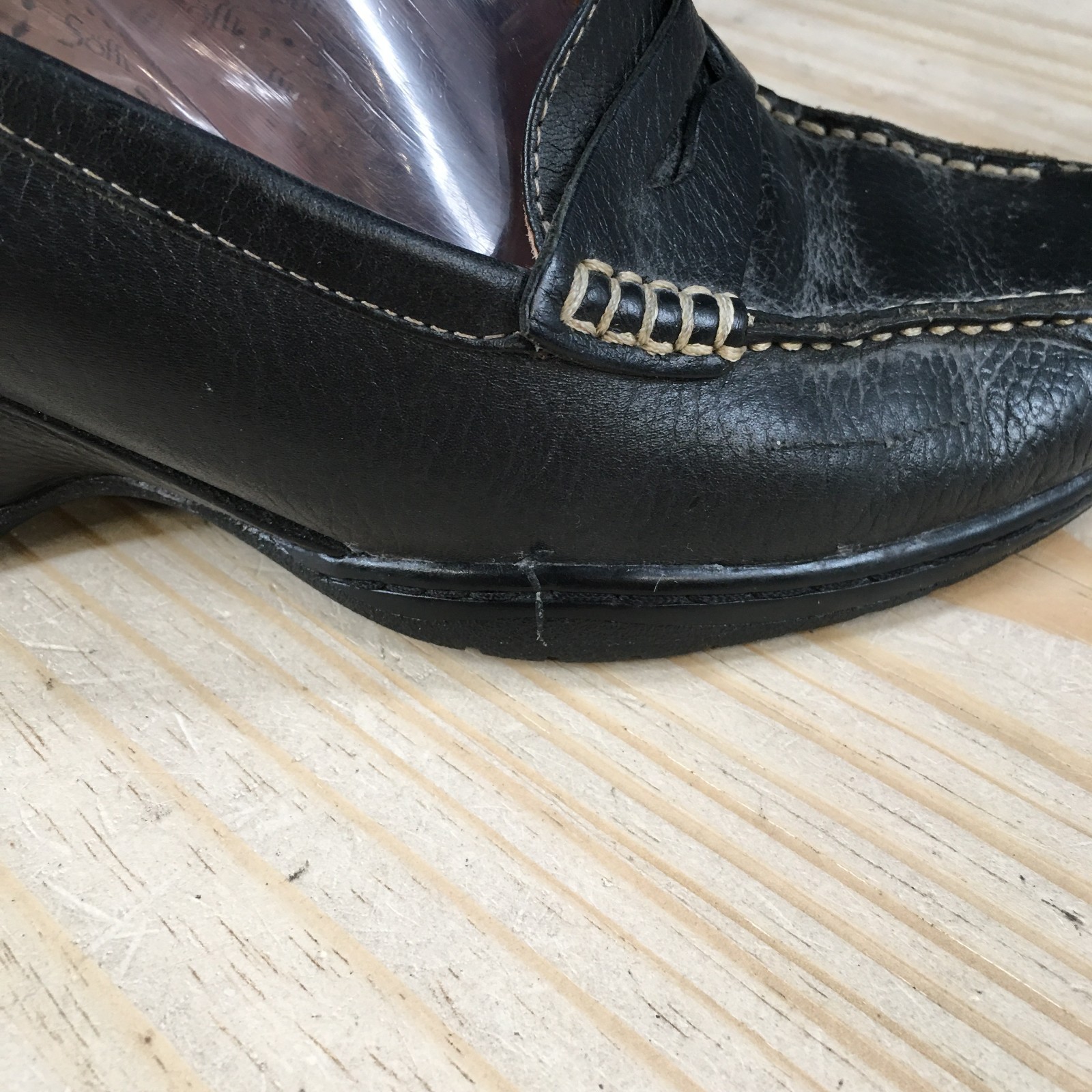 Sofft Noelle Penny Loafer Pump Shoes Womens 8.5 M Wedge Casual Leather Black