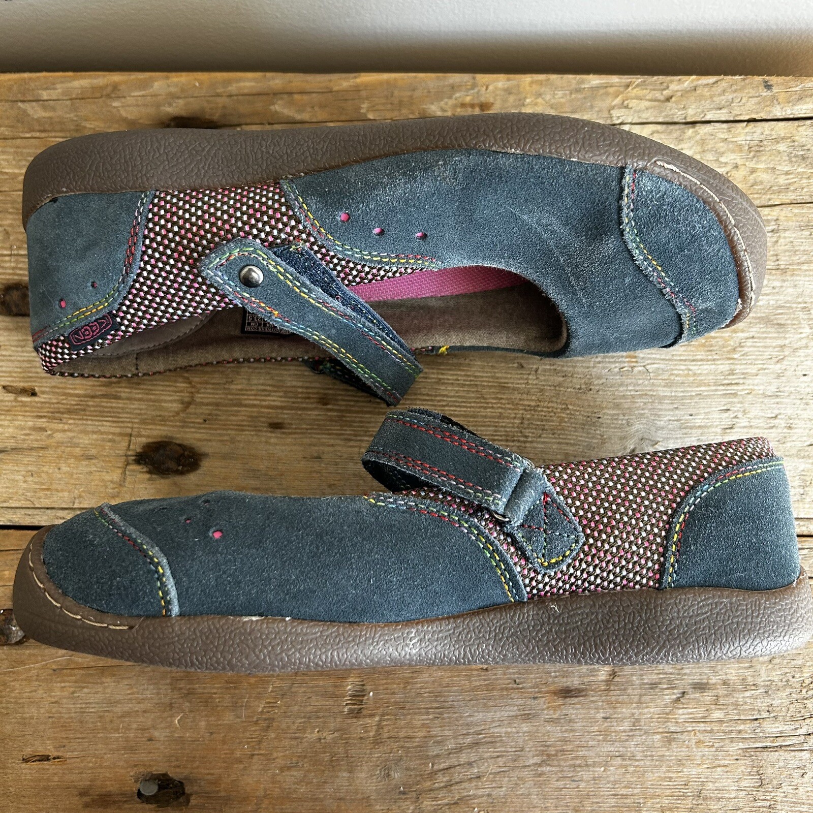 Keen 1011789 Women’s US 5 Blue Leather Canvas Slip-On Comfort Mary Jane Shoes