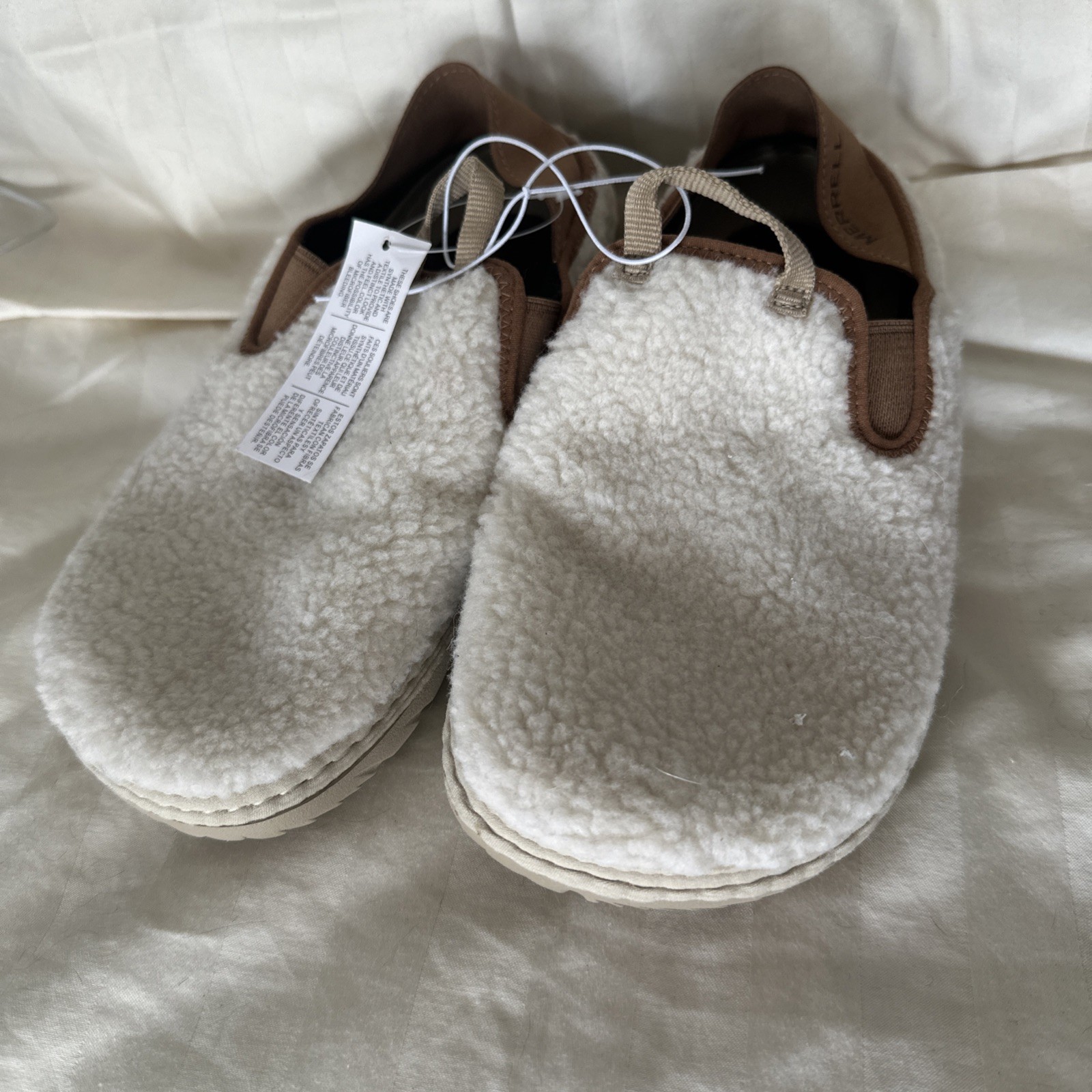 NWT Merrell Hut Moc Cozy Slip On Shoes Smore 8M Ivory And Brown Women’s