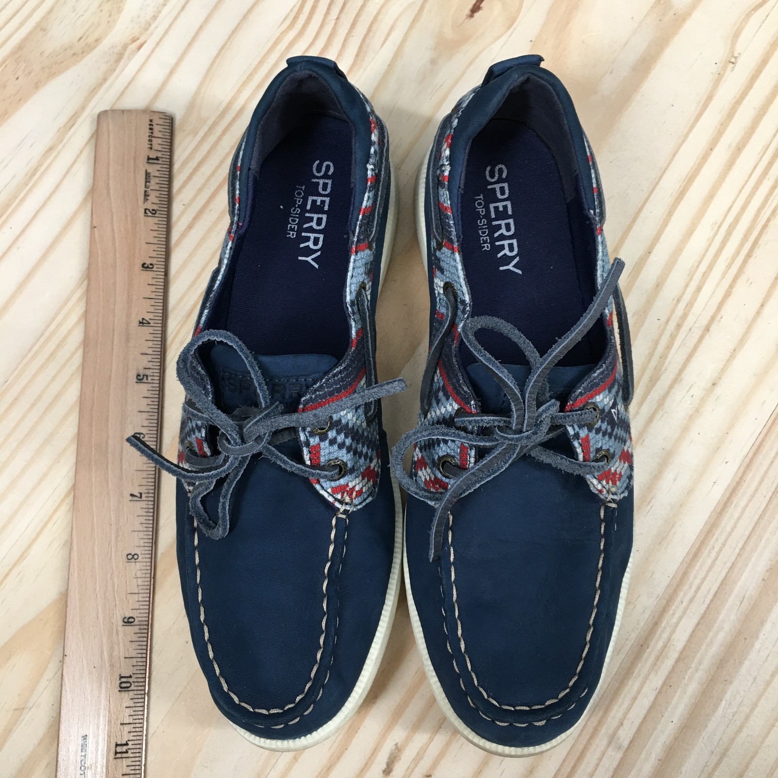 Sperry Boat Shoes Women 8 Blue Koifish Leather Suede Plaid Loafers STS82625