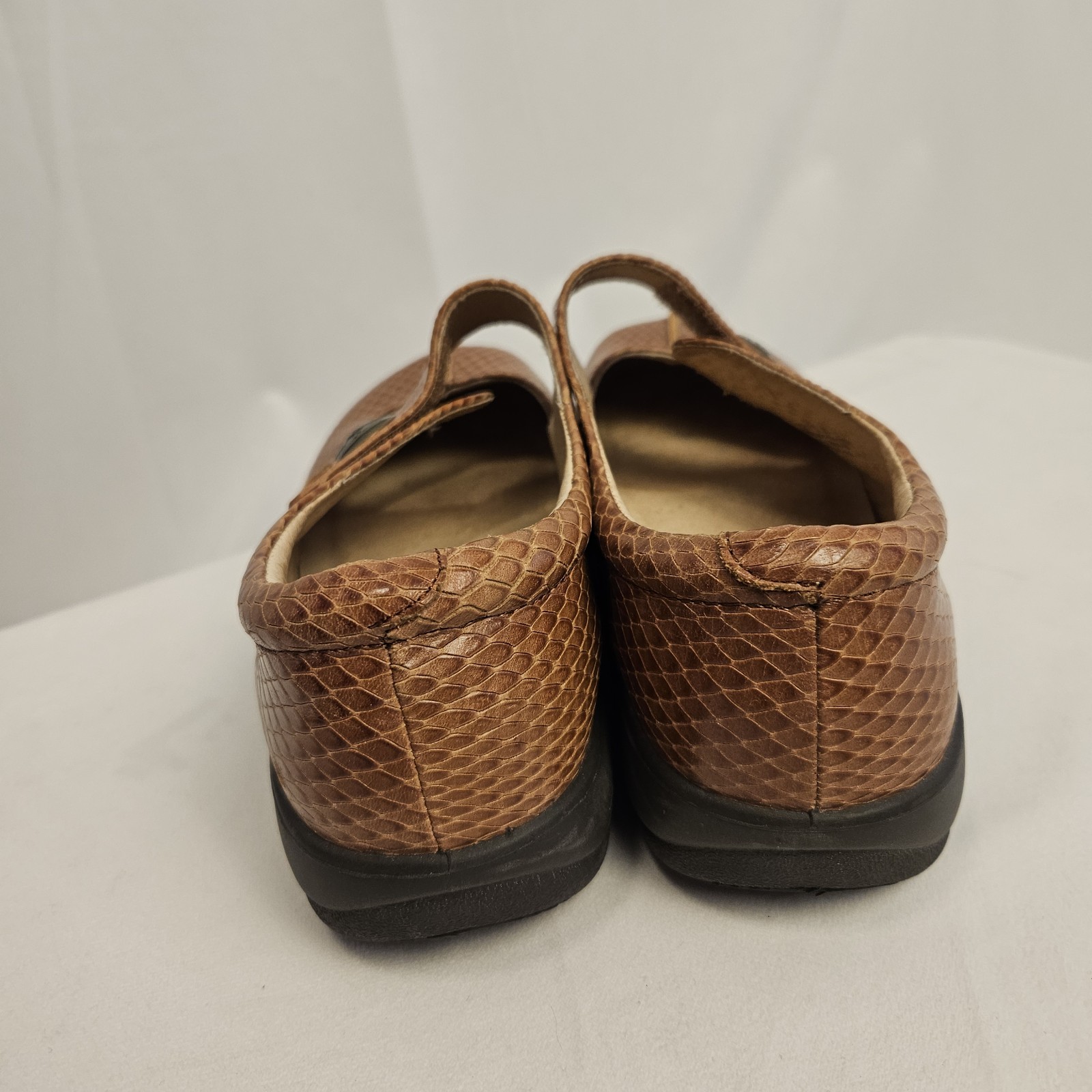 Alegria Brown Snake Embossed Leather Mary Jane Clogs Comfort KAI-712 Size 41