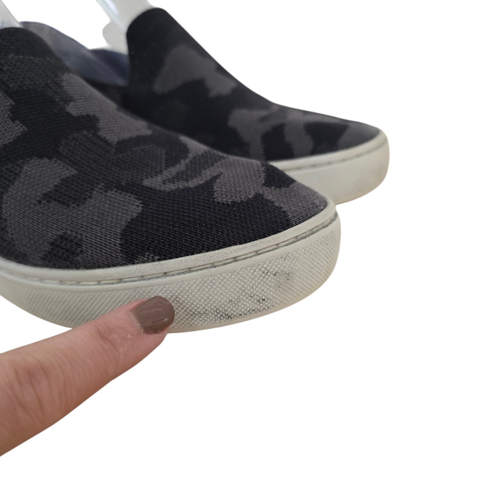 Rothys The Sneaker Grey Camo Slip On Knit Shoes Womens 7.5 Sustainable