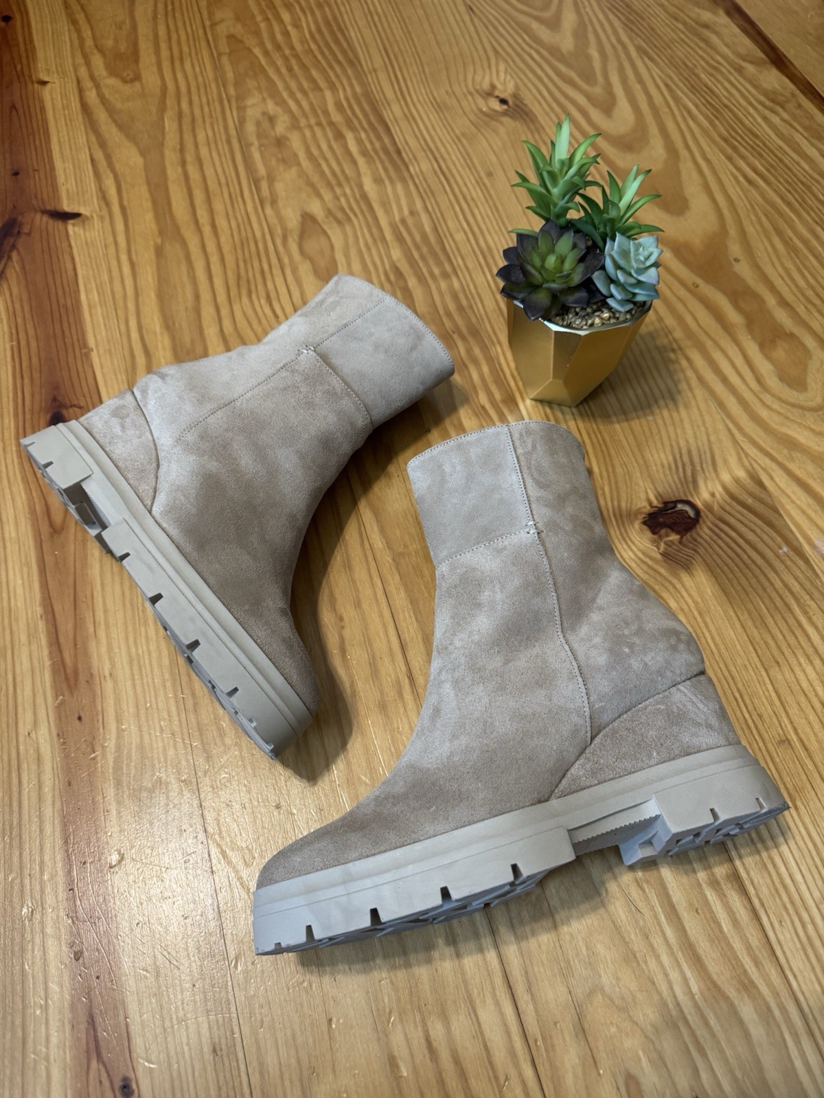 Softwaves Annina Leather Suede Boots Heeled Sahara Khaki Women’s Size 38.5/8