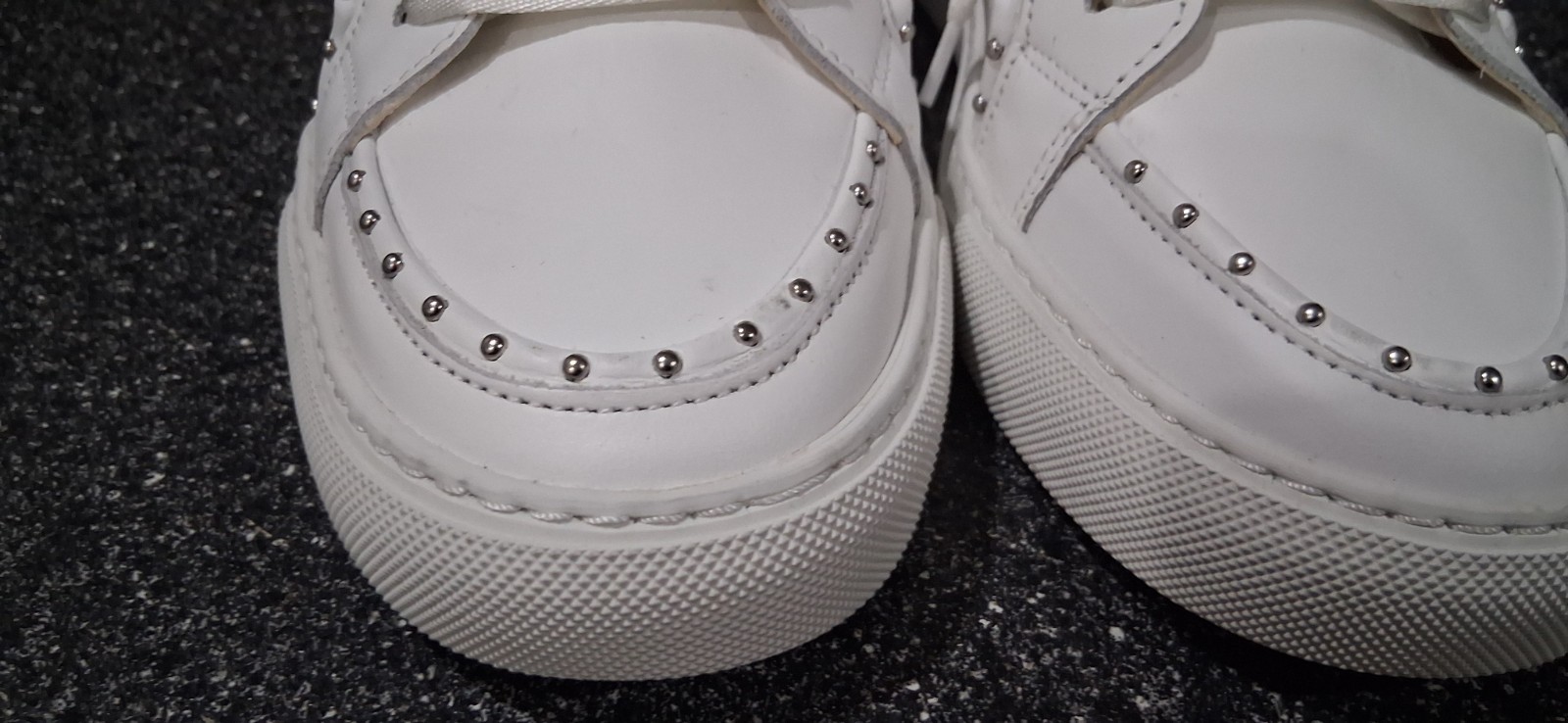 Zadig & Voltaire Designer Studded Hi Top Sneakers White Leather Womens 8 8.5