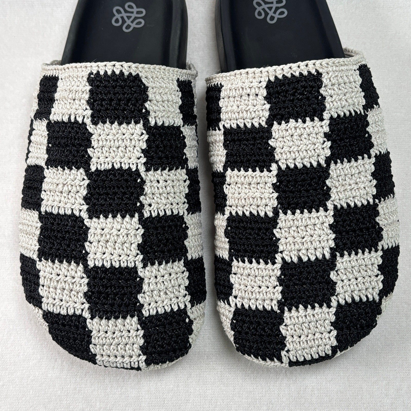 The Sak Black Check Bolinas Clog, Hand Crocheted Recycled Plastic Women’s 8