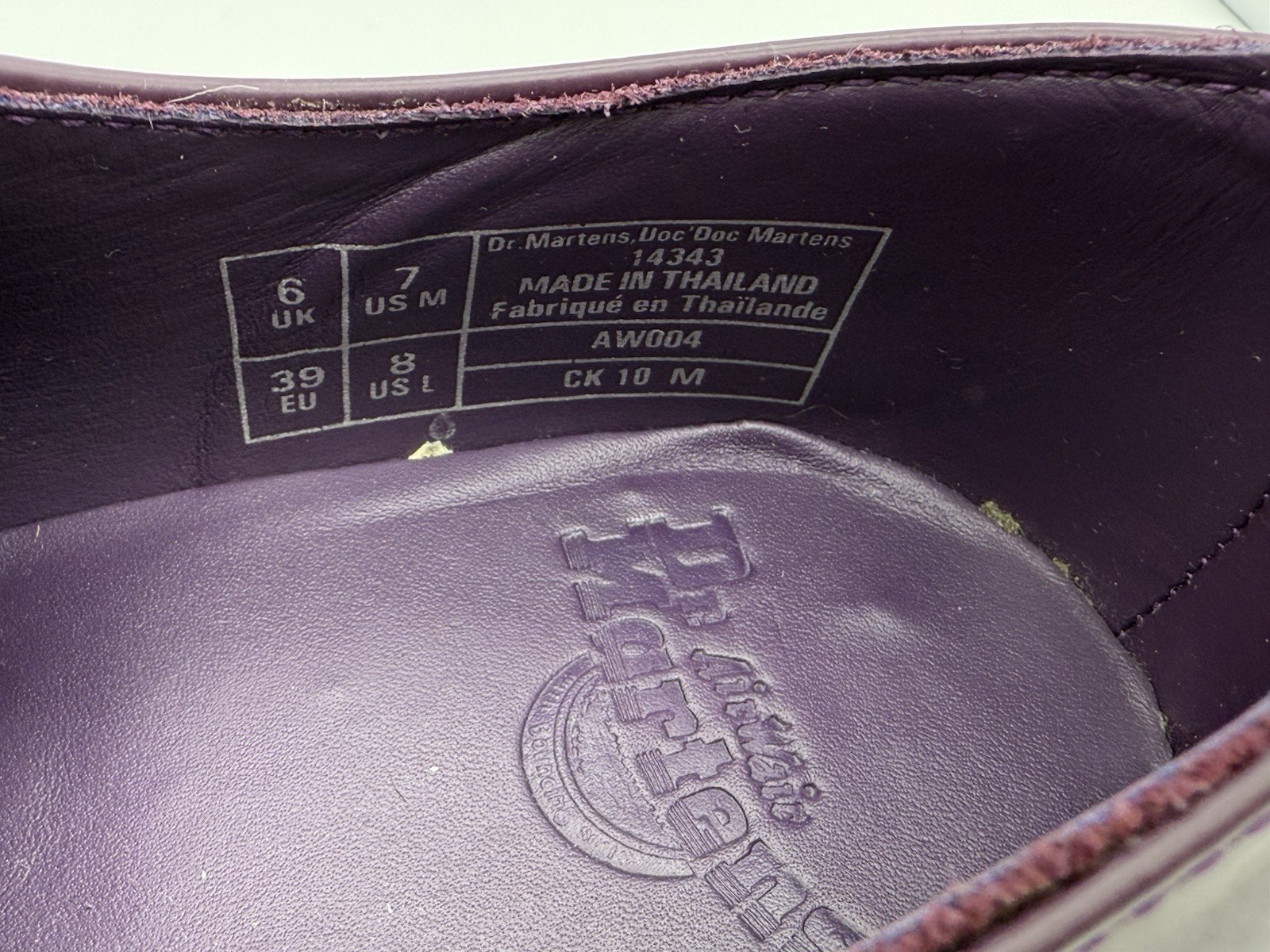 Dr. Martens 1461 Mono Purple Leather Oxford Shoes Womens 8 Grunge Punk Minimal